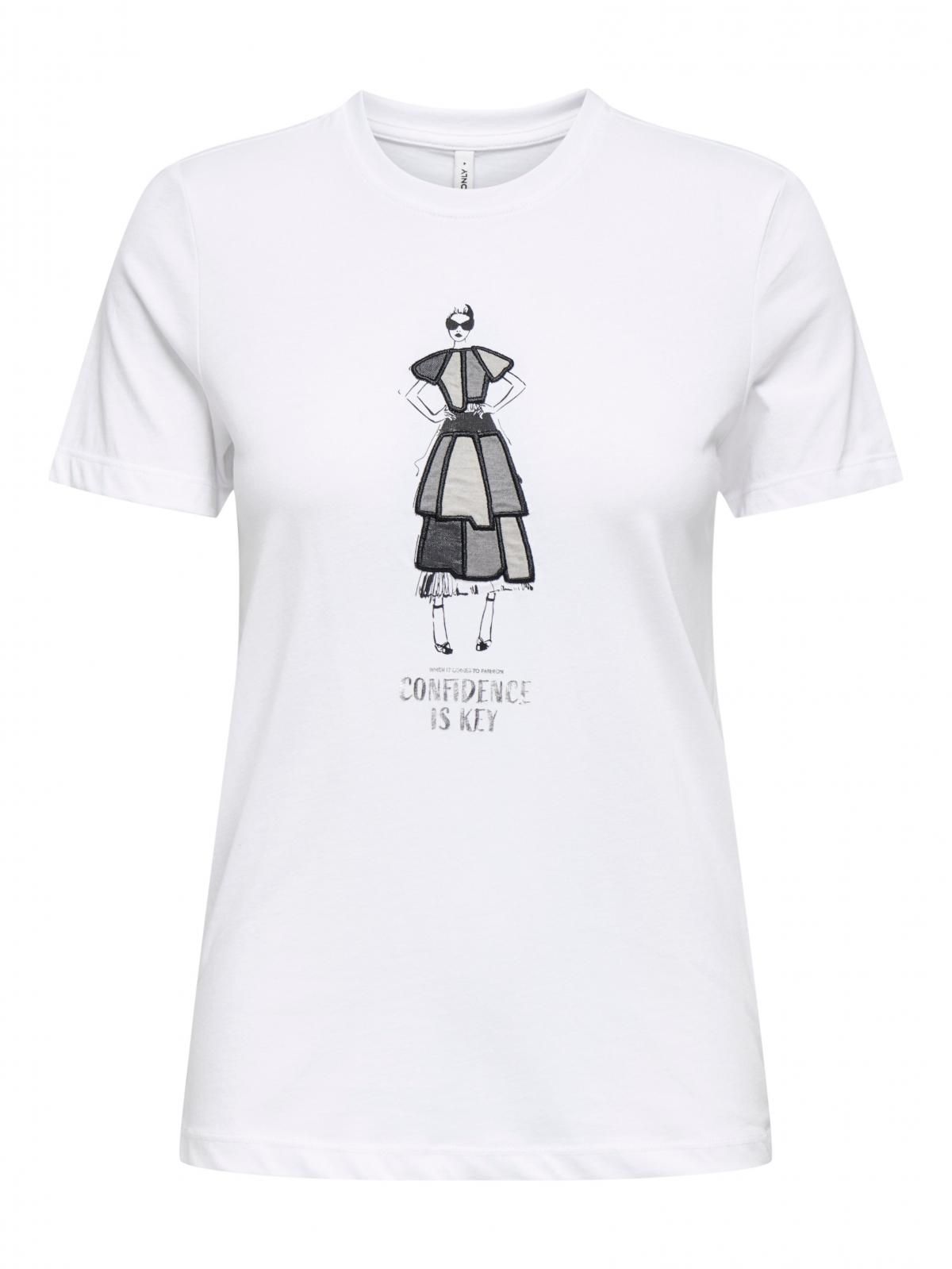 온리 그래픽 코튼 라운드넥 반팔 티셔츠 15329752_5_1214213 WHITE / BRIGHT WHITE - 상세 이미지 4