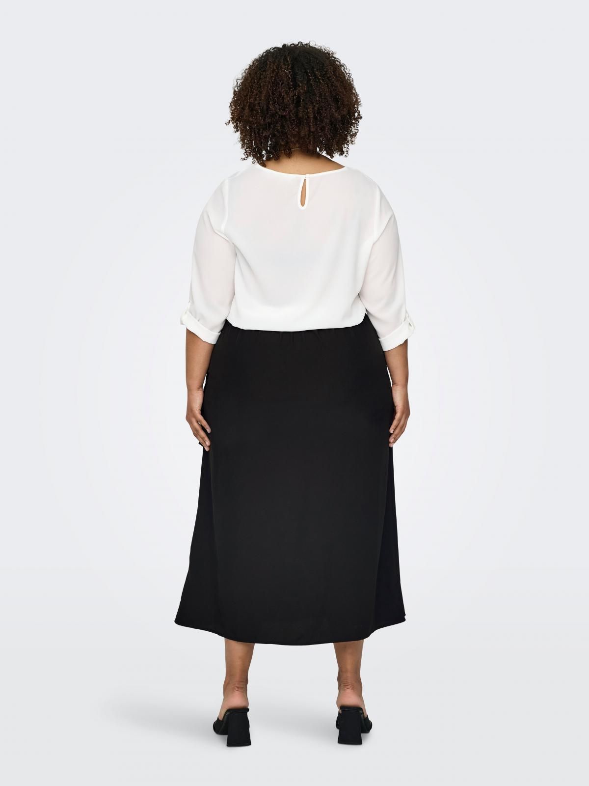 온리 빅사이즈 엘라스틱 러플 미디 스커트 15336575_2161 BLACK / BLACK - 상세 이미지 2