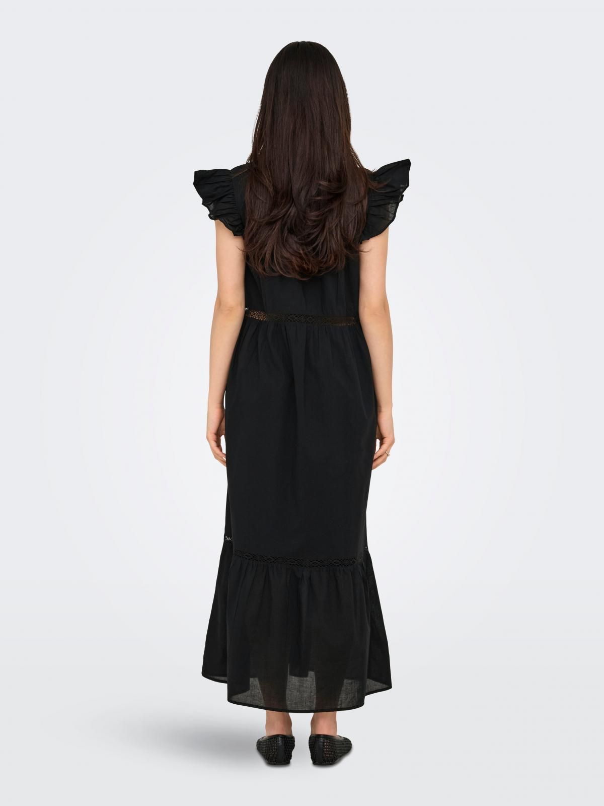 온리 프릴 브이넥 롱 원피스 블랙 15358167_2161 BLACK / BLACK - 상세 이미지 2