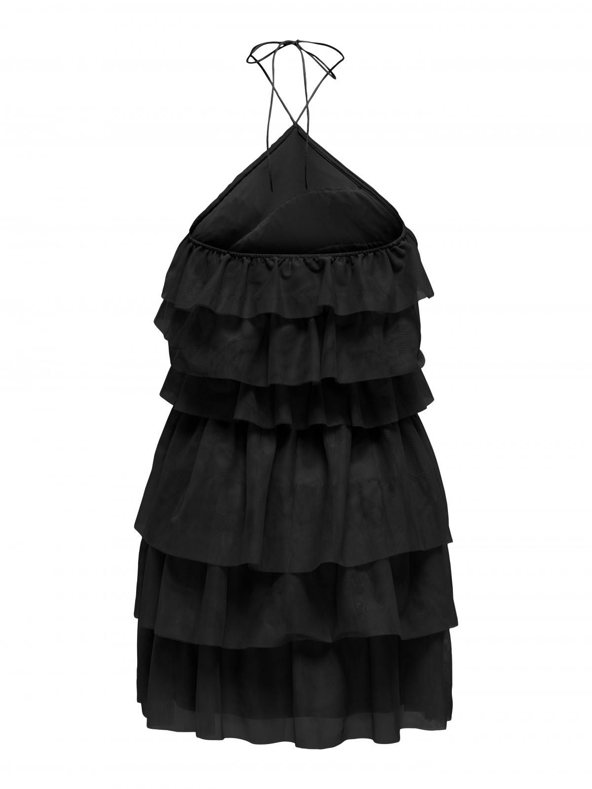 온리 러플 레이어드 오프숄더 미니 원피스 블랙 15347998_2161 BLACK / BLACK - 상세 이미지 4