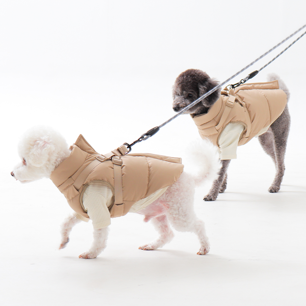 강아지 패딩 하네스 조끼 겨울옷 S