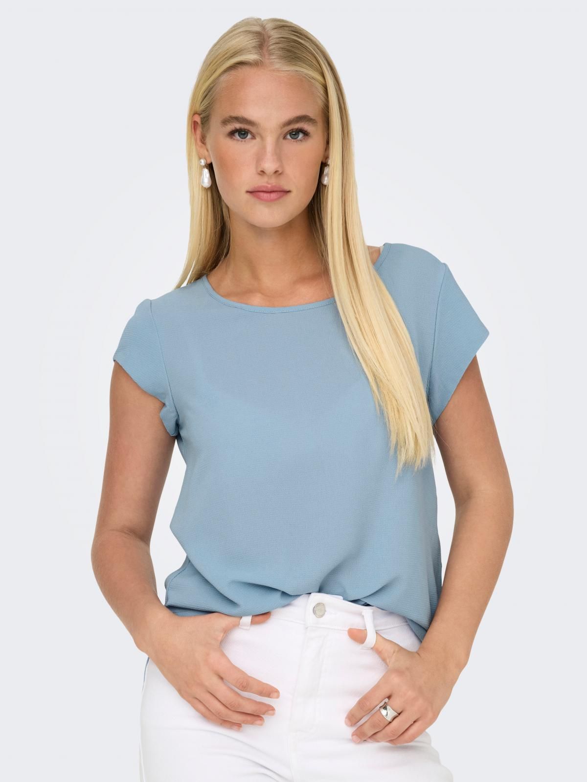 온리 데일리 라운드넥 반팔 티셔츠 블루 15142784_3013 BLUE / SOFT CHAMBRAY - 상품 이미지