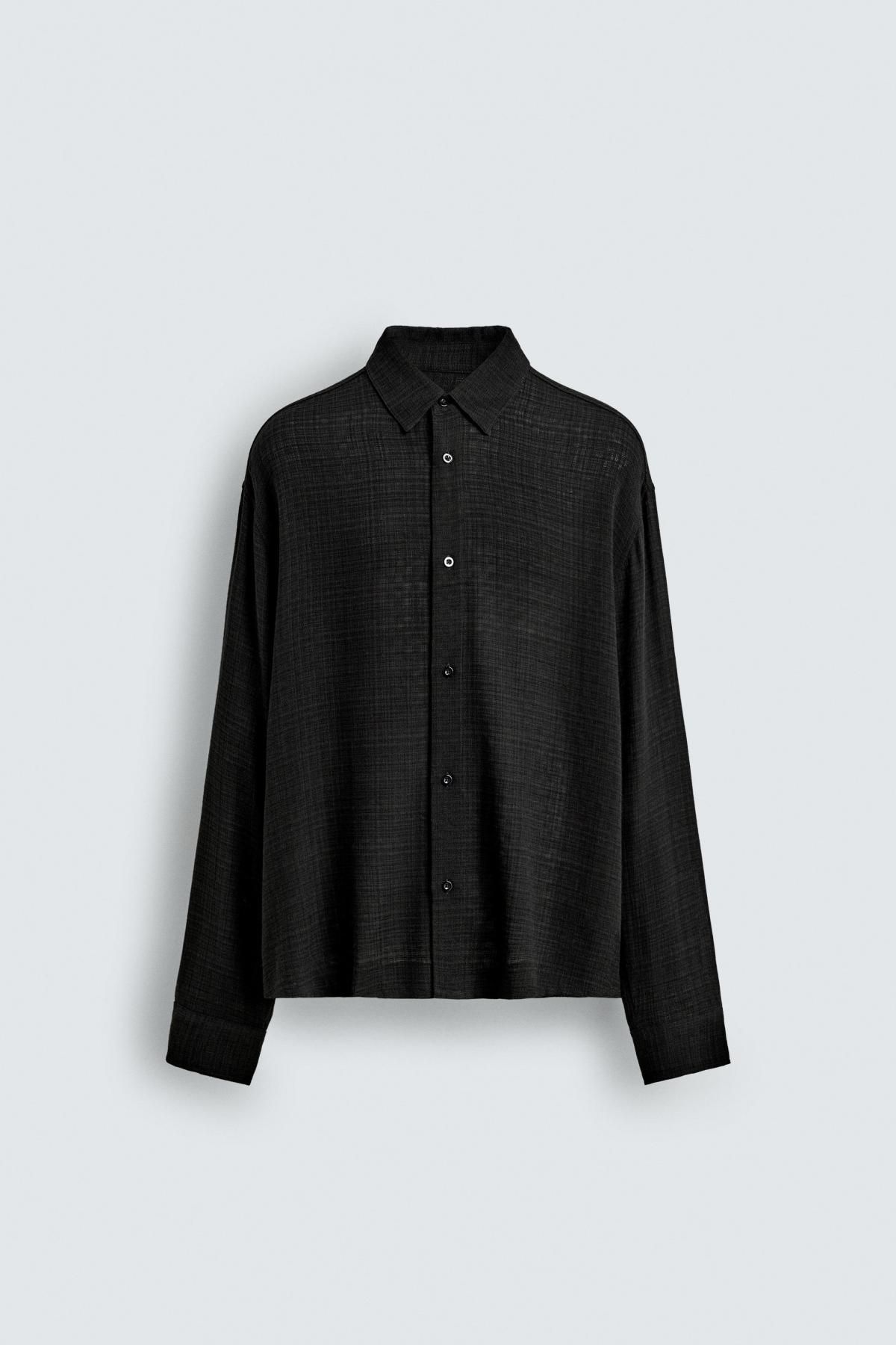 자라 테크니컬 릴렉스핏 텍스처 블랙 셔츠 1450/304 BLACK - 상품 이미지