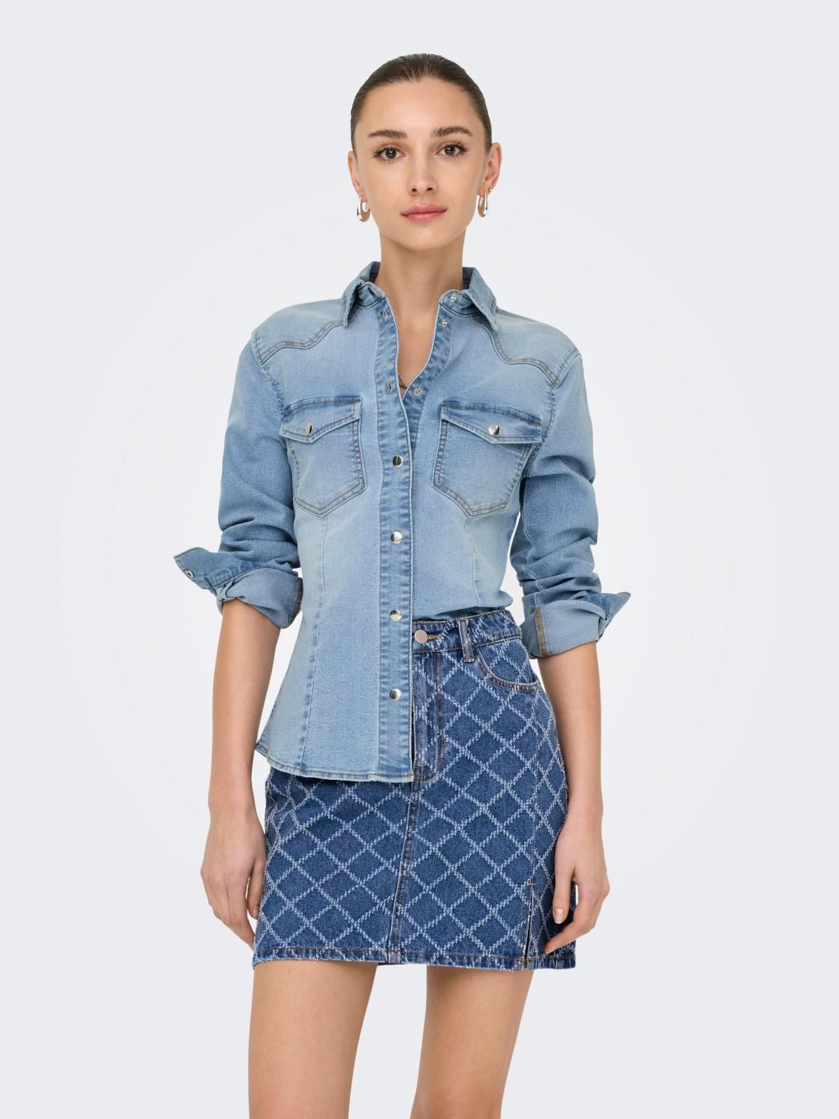 제이디와이 트렌디 데님 긴팔 셔츠 15353407_2115 BLUE / MEDIUM BLUE DENIM - 상세 이미지 2
