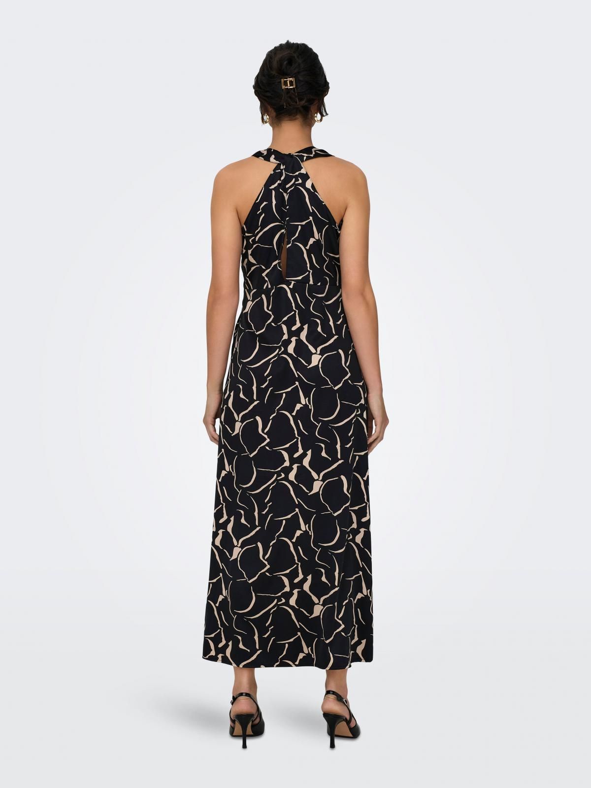 온리 패턴 브이넥 슬리브리스 롱 원피스 15318885_2161_1103574 BLACK / BLACK - 상세 이미지 2