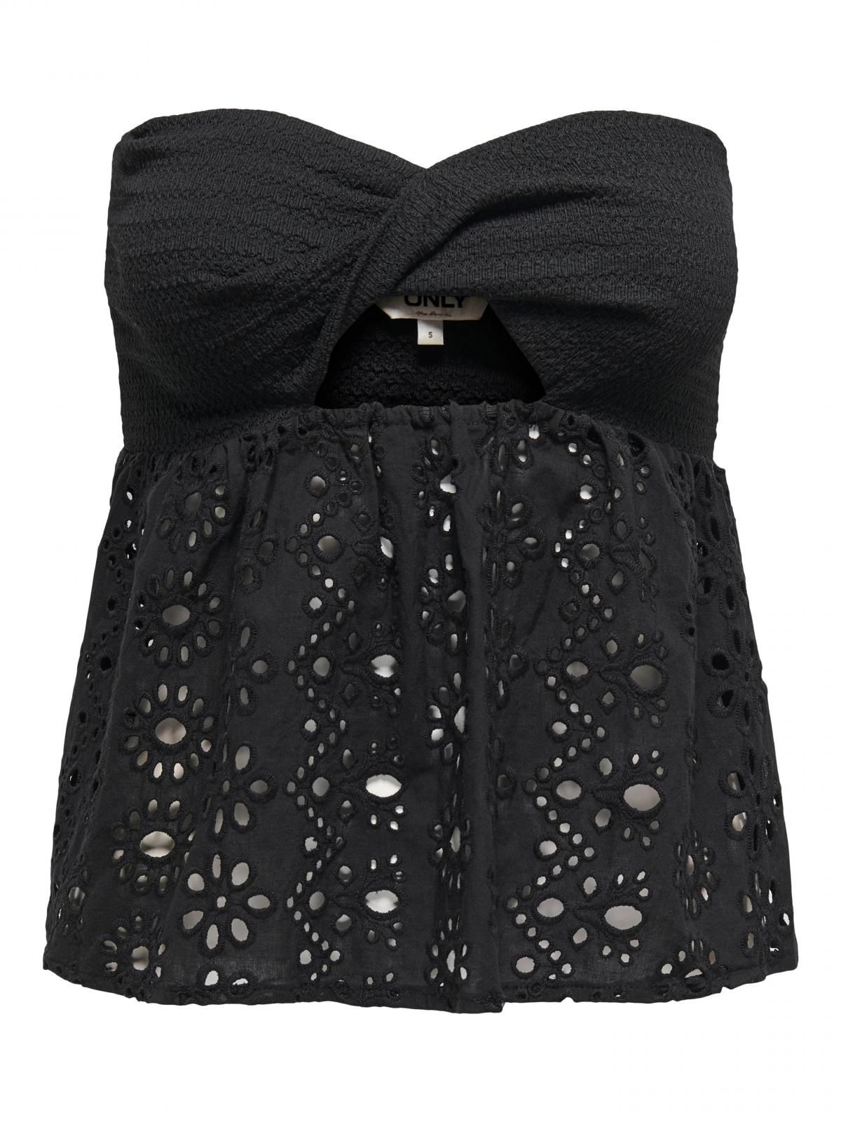 온리 펀칭 자수 튜브탑 오프숄더 블랙 15344871_2161 BLACK / BLACK - 상세 이미지 4