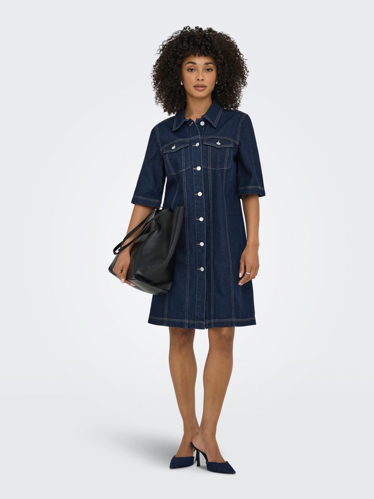제이디와이 데님 미디 셔츠 원피스 15360639_2114 BLUE / DARK BLUE DENIM - 상세 이미지 5
