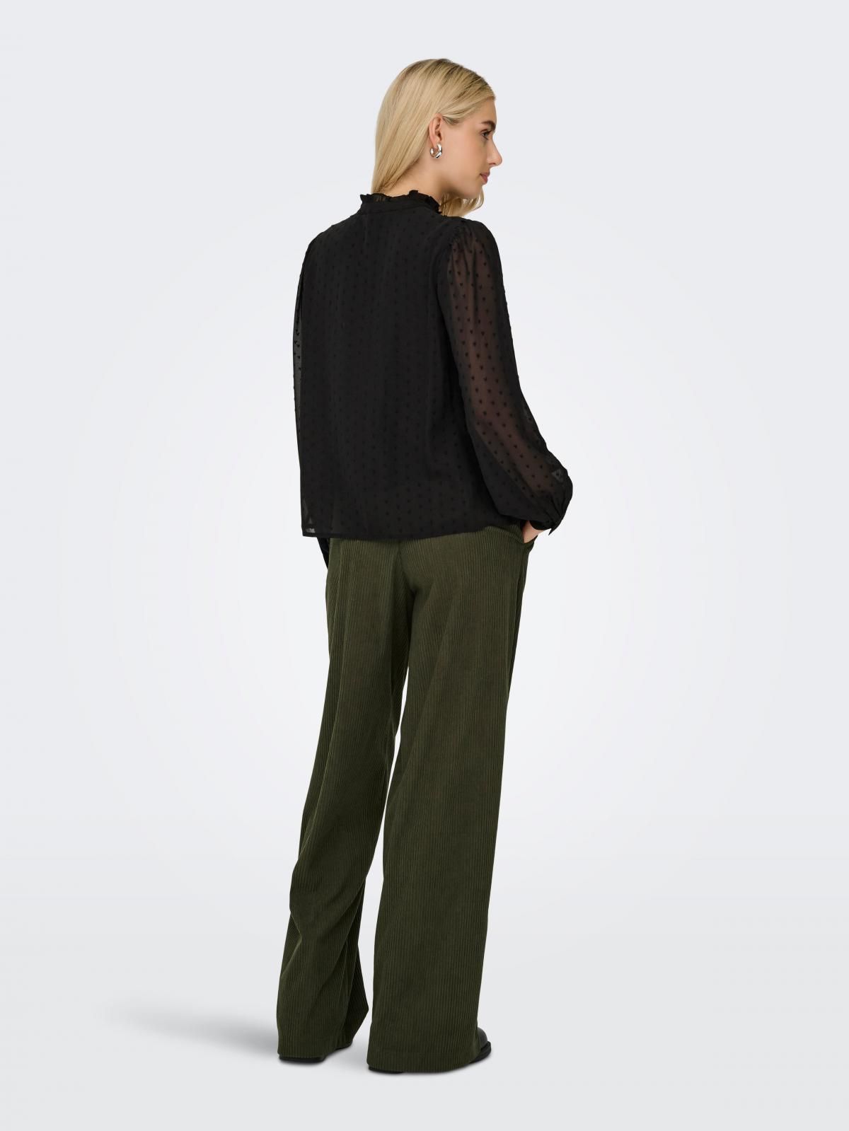 온리 레이스 브이넥 시스루 블라우스 15332840_2161 BLACK / BLACK - 상세 이미지 2