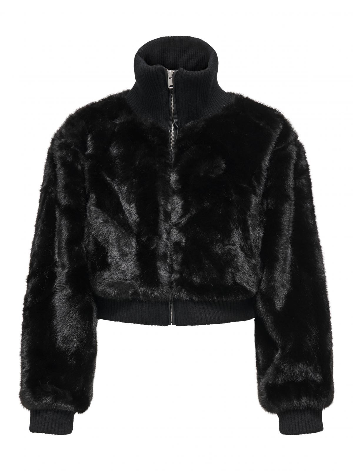 온리 페이크퍼 하이넥 집업 재킷 15349157_2161 BLACK / BLACK - 상세 이미지 3