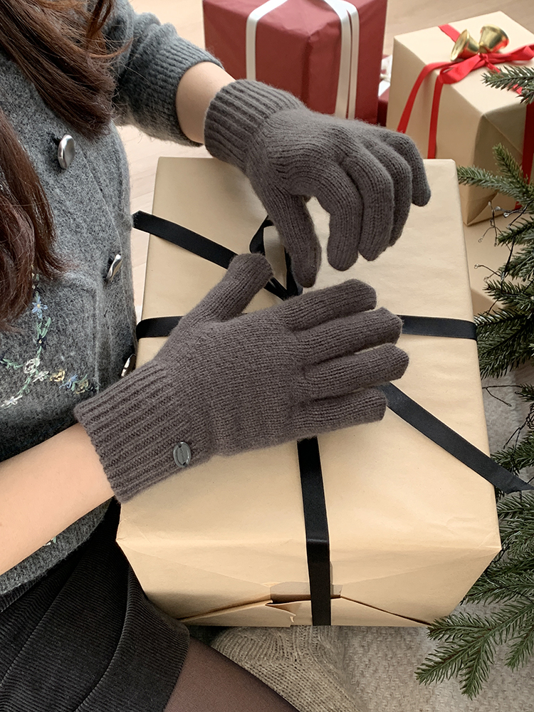 [울100%/무배] 로코 버튼 울 장갑 - 여성 겨울 방한 핑거홀 니트 손가락구멍 숏글러브