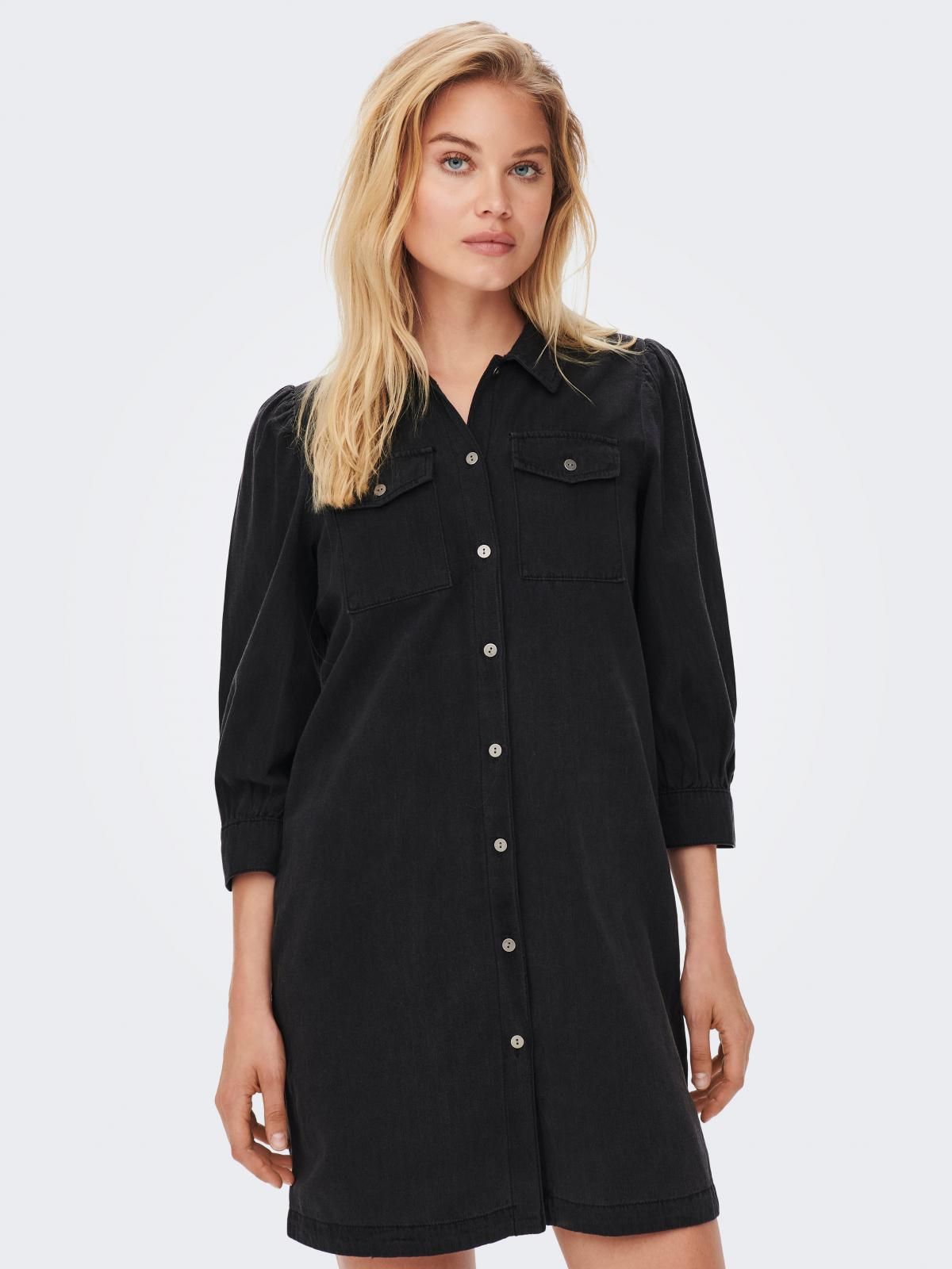 온리 데님 테크니컬 미니 셔츠 원피스 블랙 15227104_8183 BLACK / WASHED BLACK - 상품 이미지