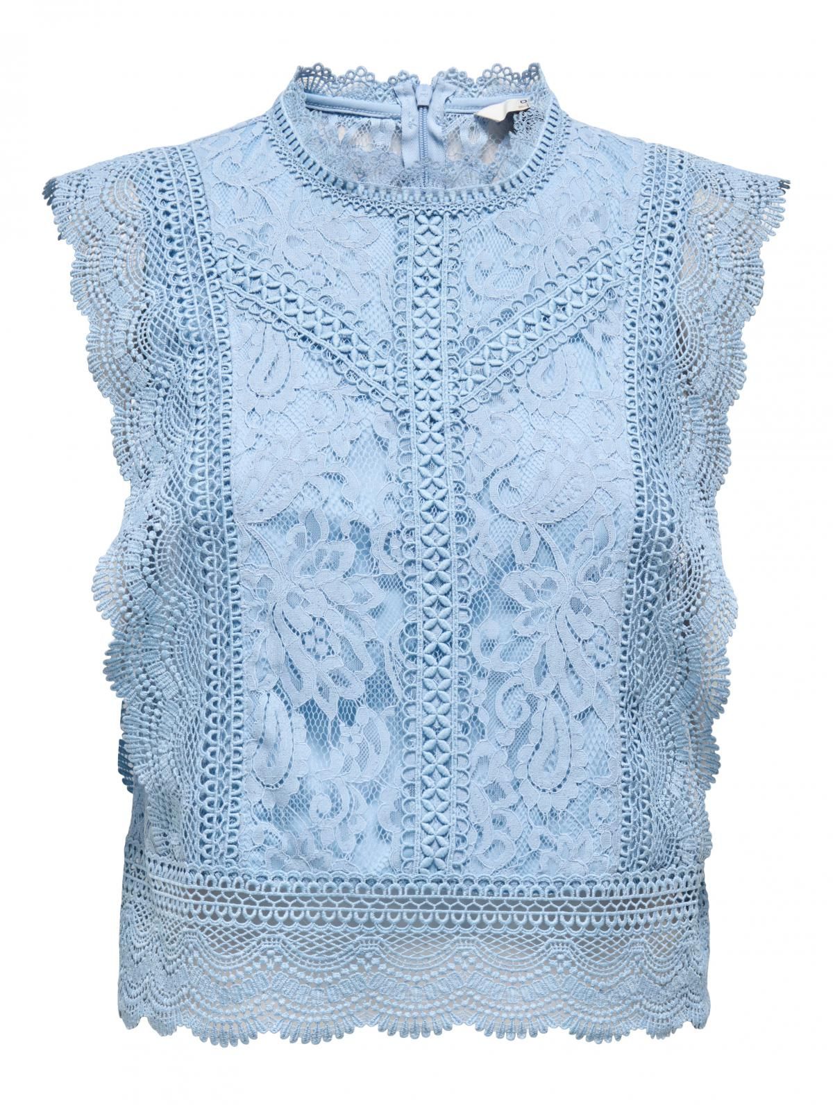 온리 레이스 라운드넥 소프트 블라우스 15204604_3013 BLUE / SOFT CHAMBRAY - 상세 이미지 3