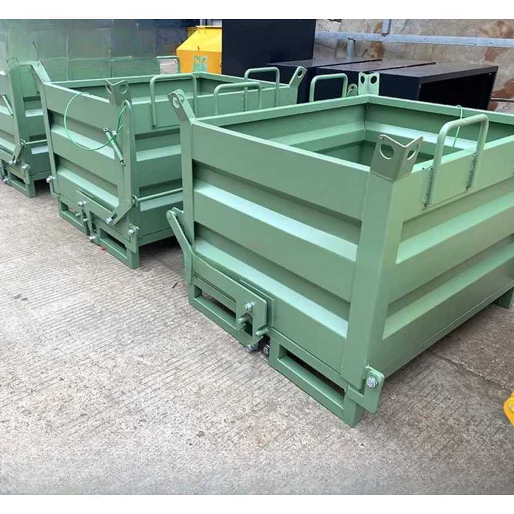 대형 암롤박스 폐기물 적재함 철제 운반 컨테이너 그레이 1000x800x800mm - 상세 이미지 4