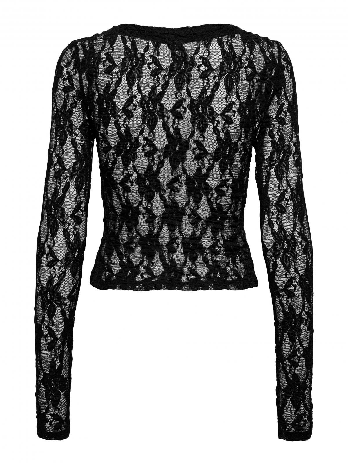 온리 레이스 브이넥 크롭 버튼 디테일 가디건 15363757_2161 BLACK / BLACK - 상세 이미지 4