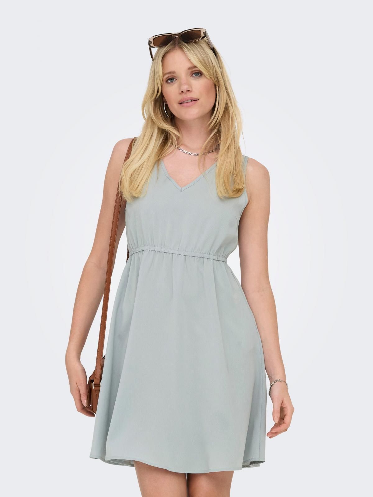 온리 데일리 브이넥 민소매 미니 원피스 15357109_1461 TURQUOISE / ABYSS - 상품 이미지