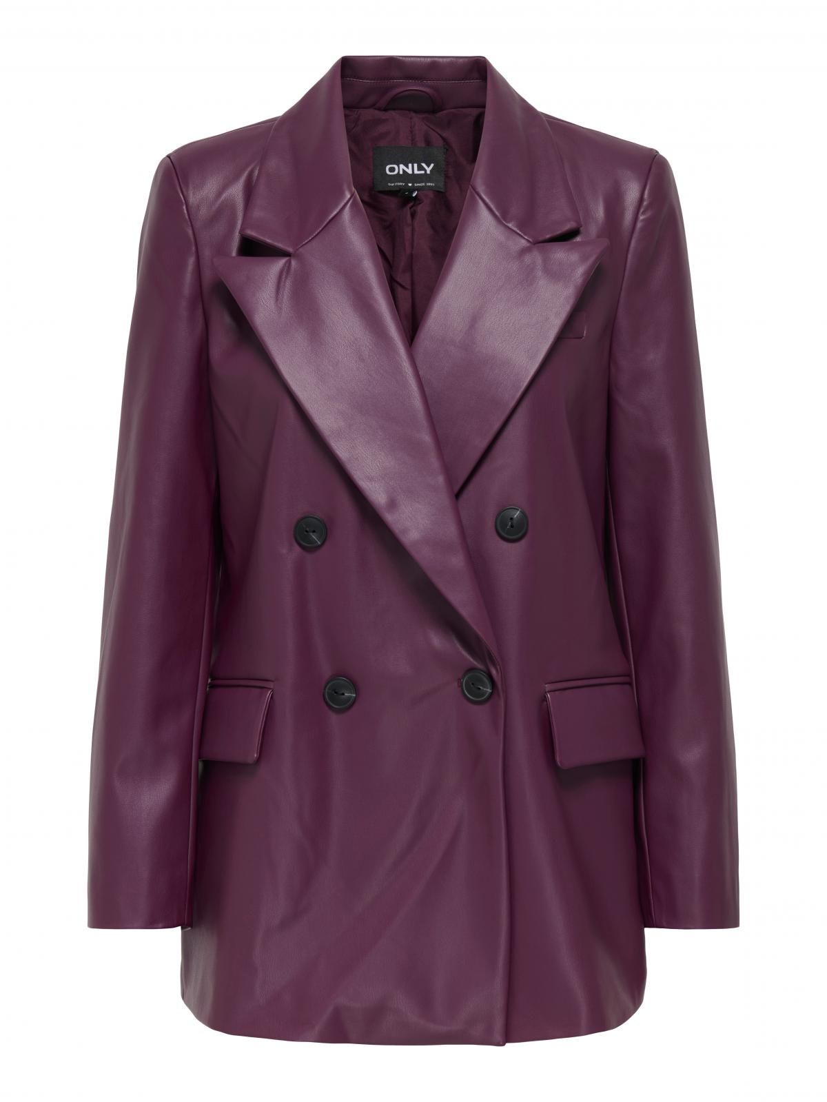 온리 더블브레스트 퍼플 레더 테일러드 재킷 15348943_1045 PURPLE / MAUVE WINE - 상세 이미지 3