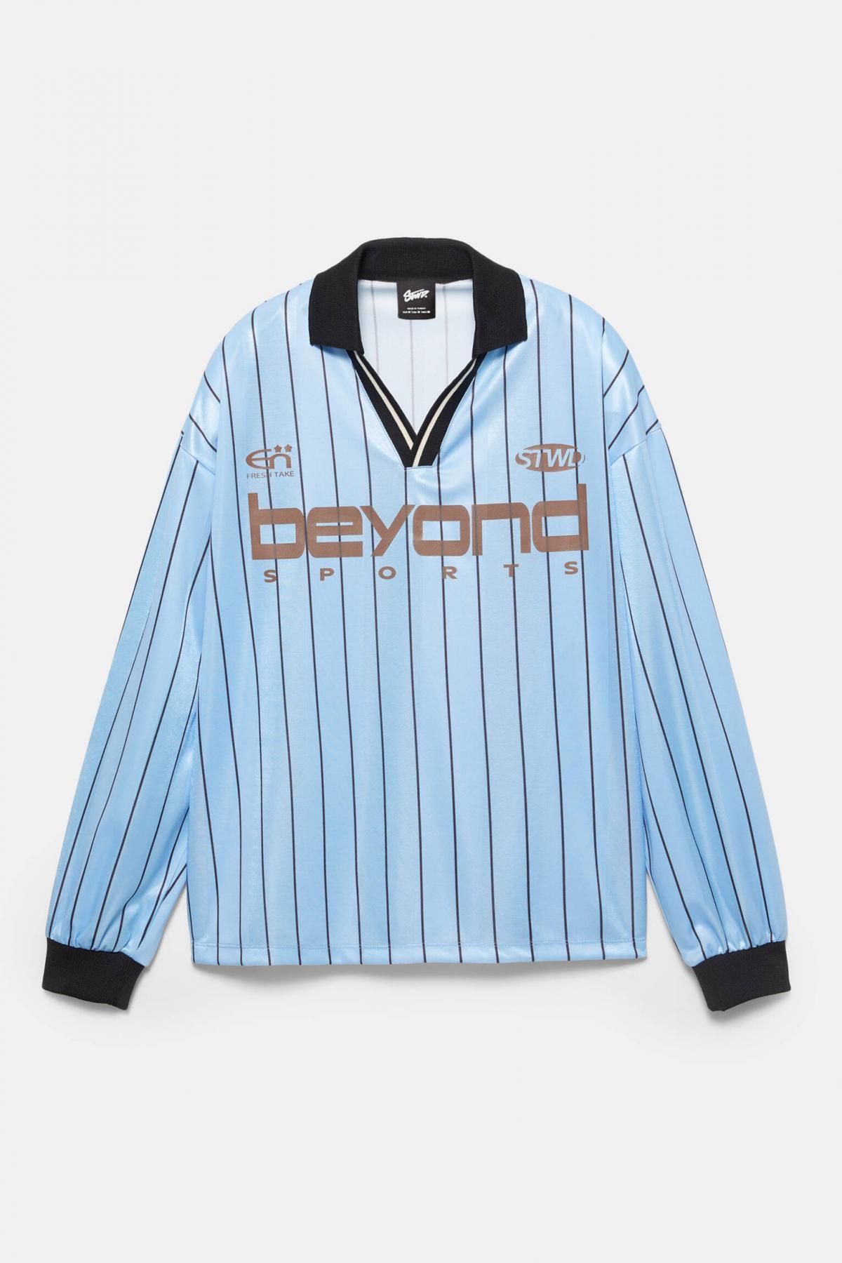 풀앤베어 블루 스트라이프 풋볼 긴팔 티셔츠 7153/389 PALE BLUE - 상품 이미지