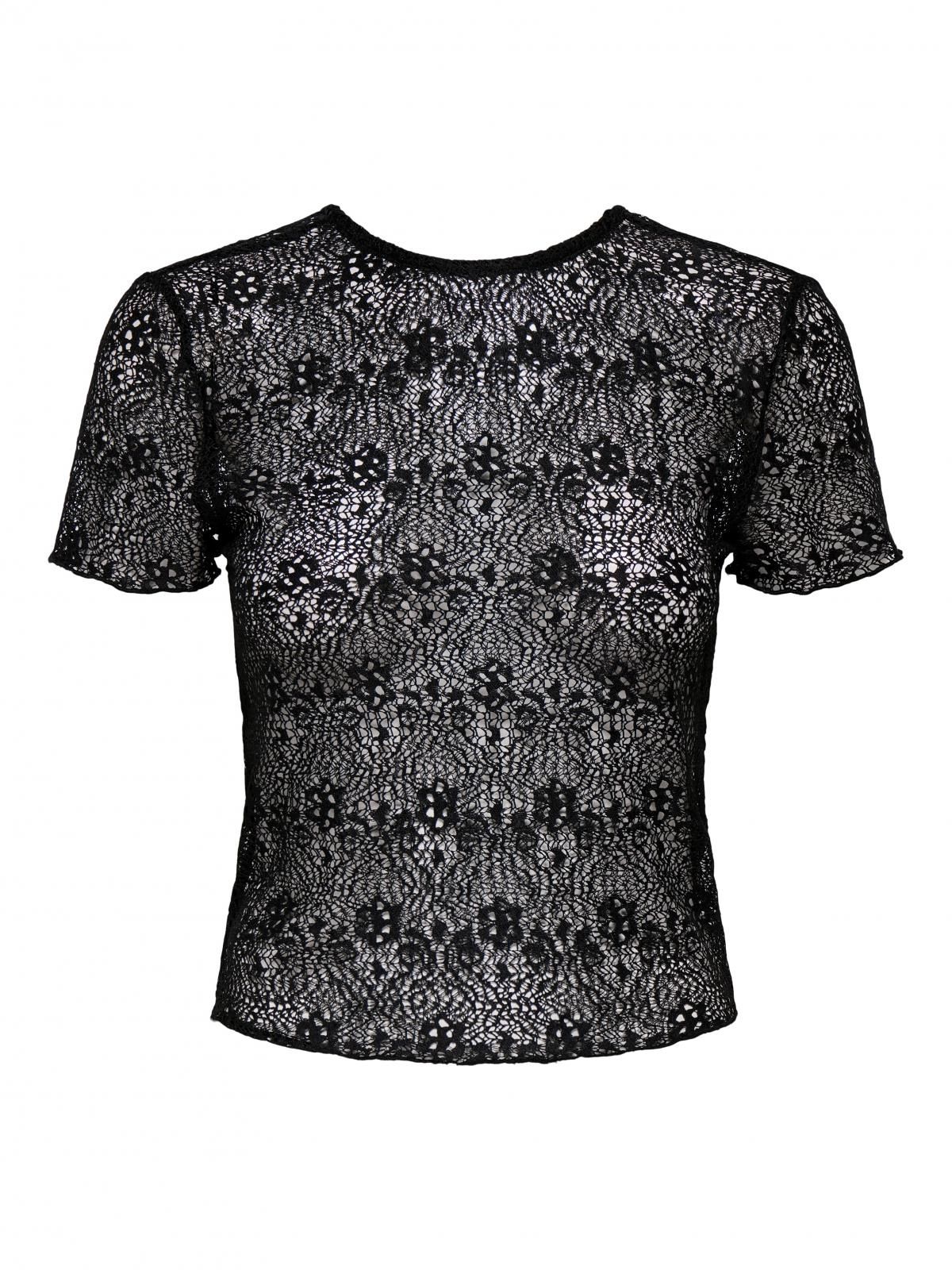 온리 레이스 시스루 크롭 반팔 탑 15350766_2161 BLACK / BLACK - 상세 이미지 3