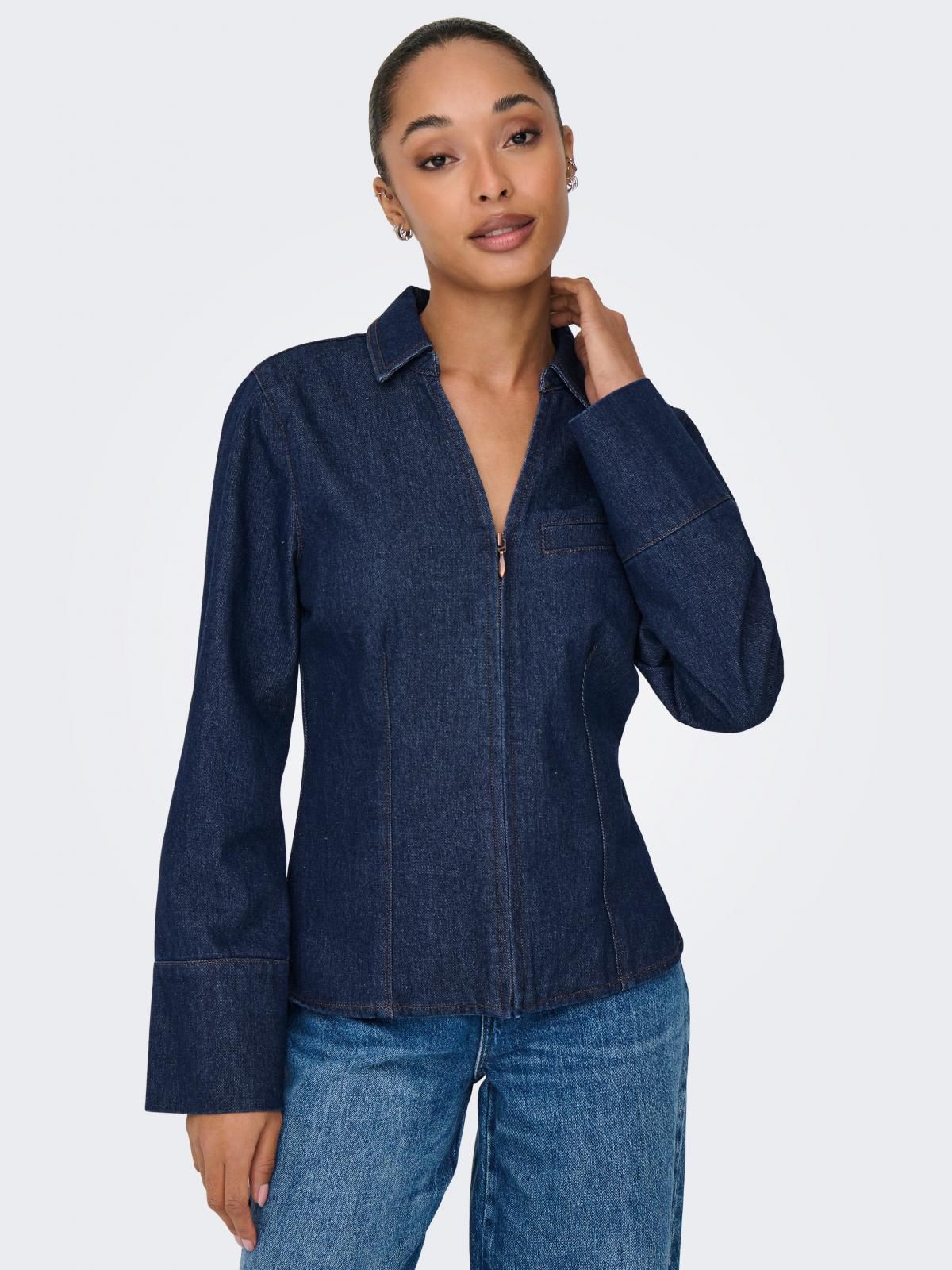 제이디와이 테크니컬 진청 데님 셔츠 15346011_2114 BLUE / DARK BLUE DENIM - 상품 이미지