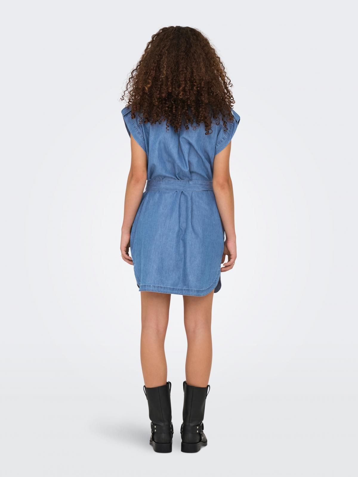 온리 트렌디 데님 벨티드 미니 원피스 15344267_2115 BLUE / MEDIUM BLUE DENIM - 상세 이미지 2