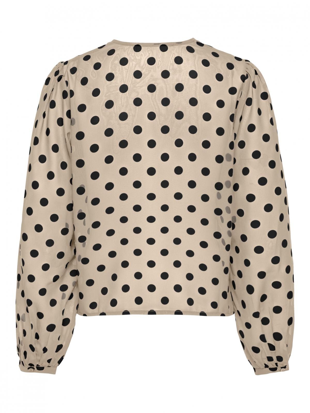 온리 도트 프린트 시스루 브이넥 블라우스 15368301_381_1264184 BROWN / FROSTED ALMOND - 상세 이미지 5