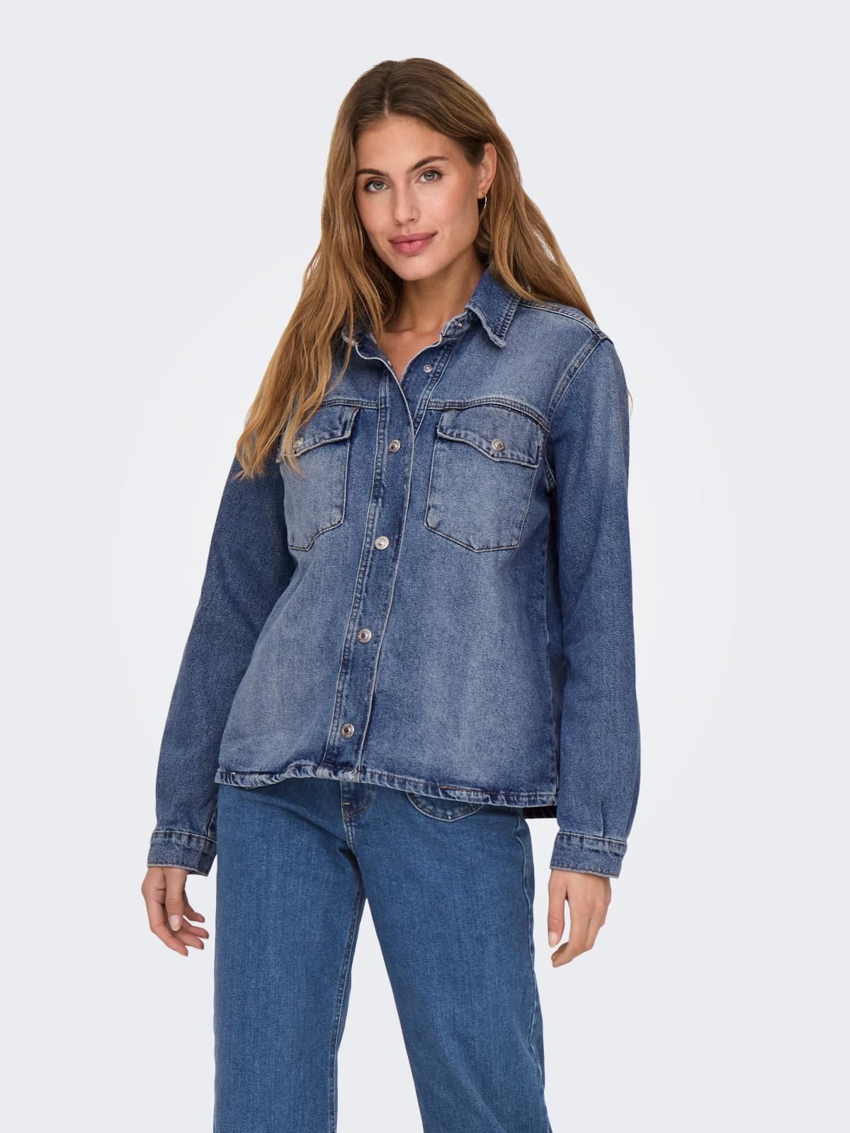 온리 데님 베이직 릴랙스핏 셔츠 15337158_2115 BLUE / MEDIUM BLUE DENIM - 상품 이미지