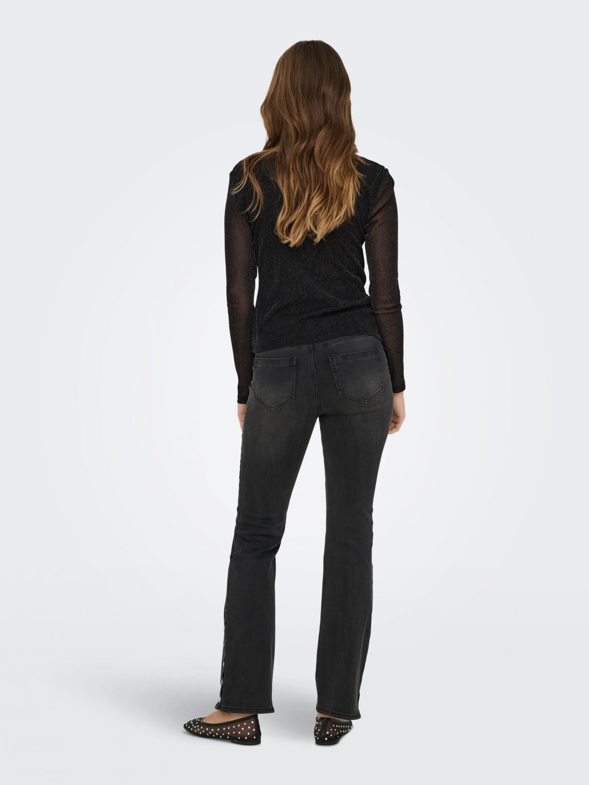 온리 글리터 브이넥 슬림핏 시스루 탑 15358430_2161 BLACK / BLACK - 상세 이미지 3