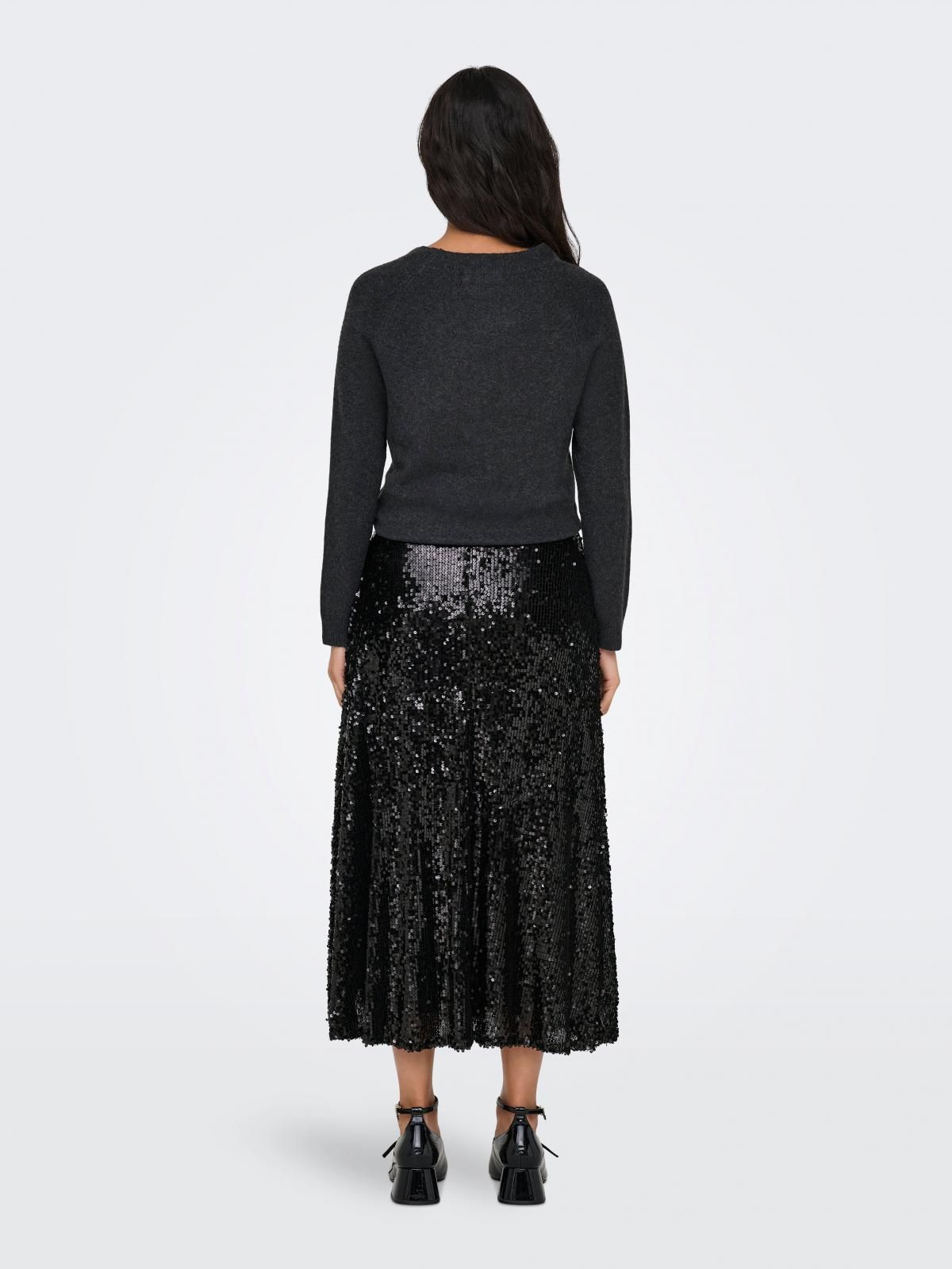온리 글리터 시퀸 미디 A라인 스커트 15332682_2161 BLACK / BLACK - 상세 이미지 2