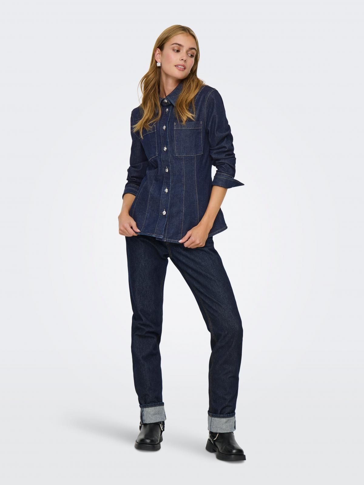온리 테크니컬 데님 재킷 15370876_2114 BLUE / DARK BLUE DENIM - 상세 이미지 5
