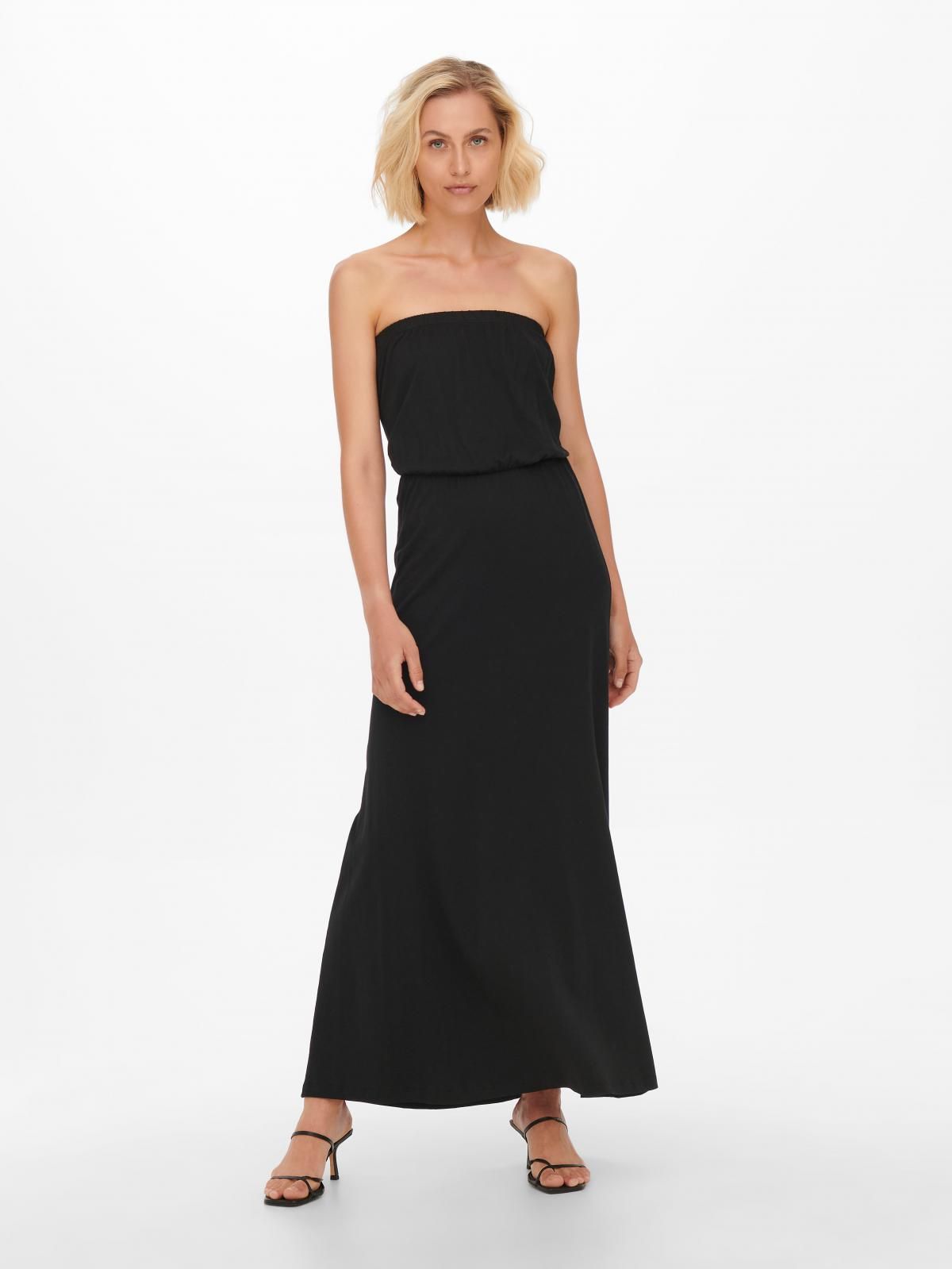 온리 스트랩리스 코튼 롱 원피스 15261914_2161 BLACK / BLACK - 상세 이미지 5