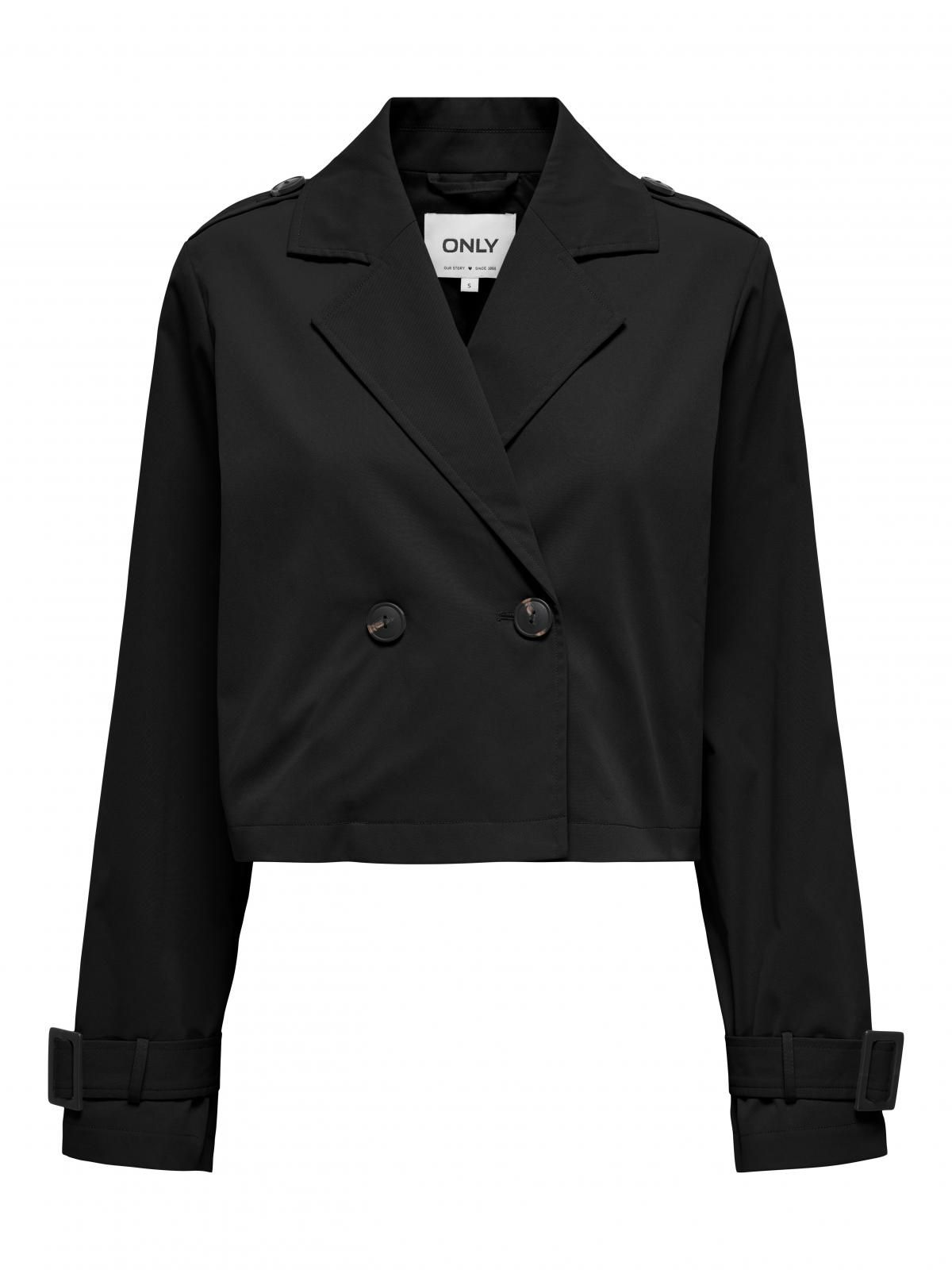 온리 크롭 더블브레스트 트렌치코트 15336405_2161 BLACK / BLACK - 상세 이미지 3