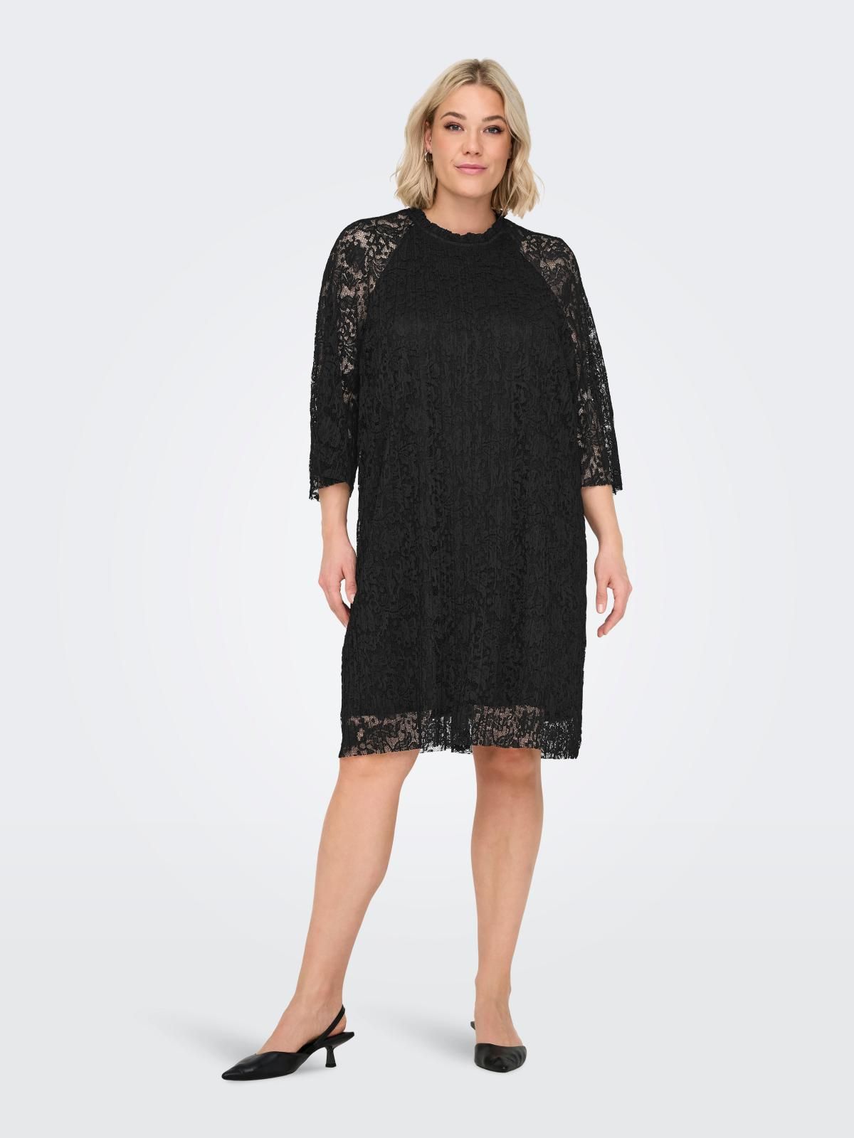 온리 레이스 블랙 미니 원피스 라운드넥 15334212_2161 BLACK / BLACK - 상세 이미지 5