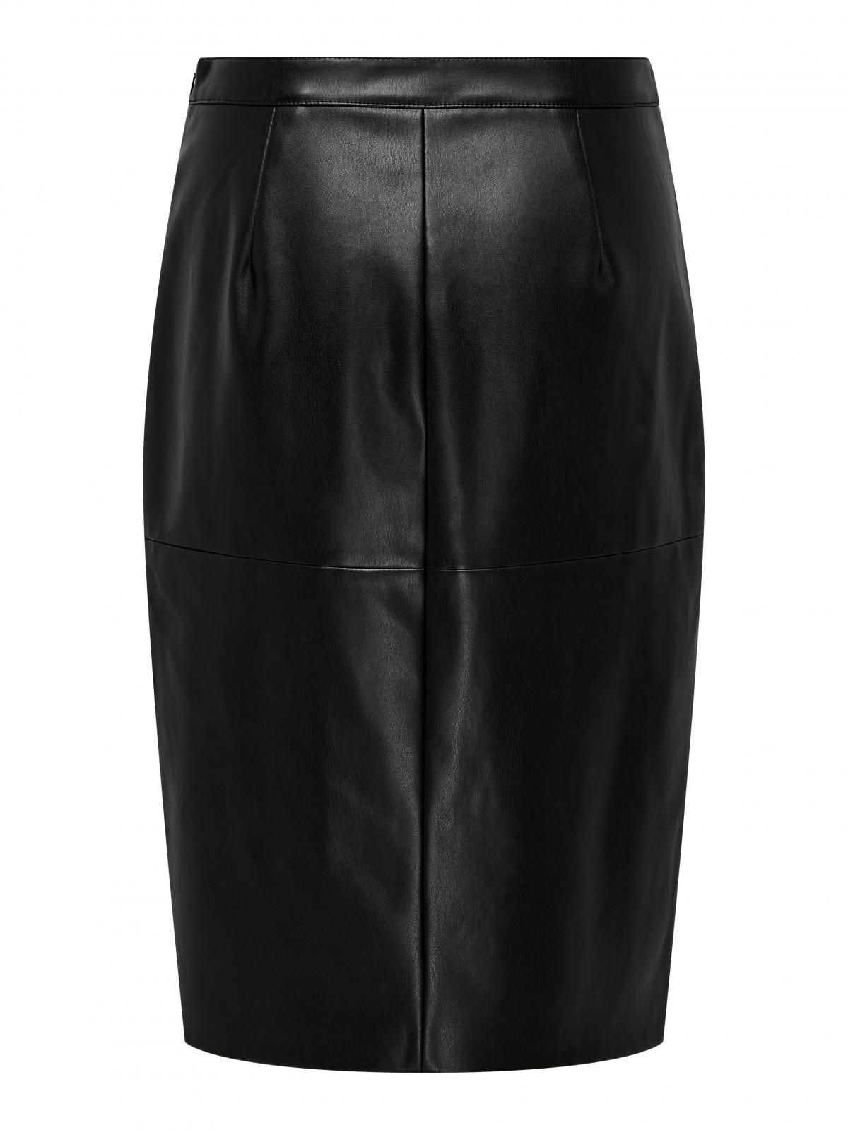 온리 페이크레더 미디 펜슬 스커트 슬릿 15315998_2161 BLACK / BLACK - 상세 이미지 5