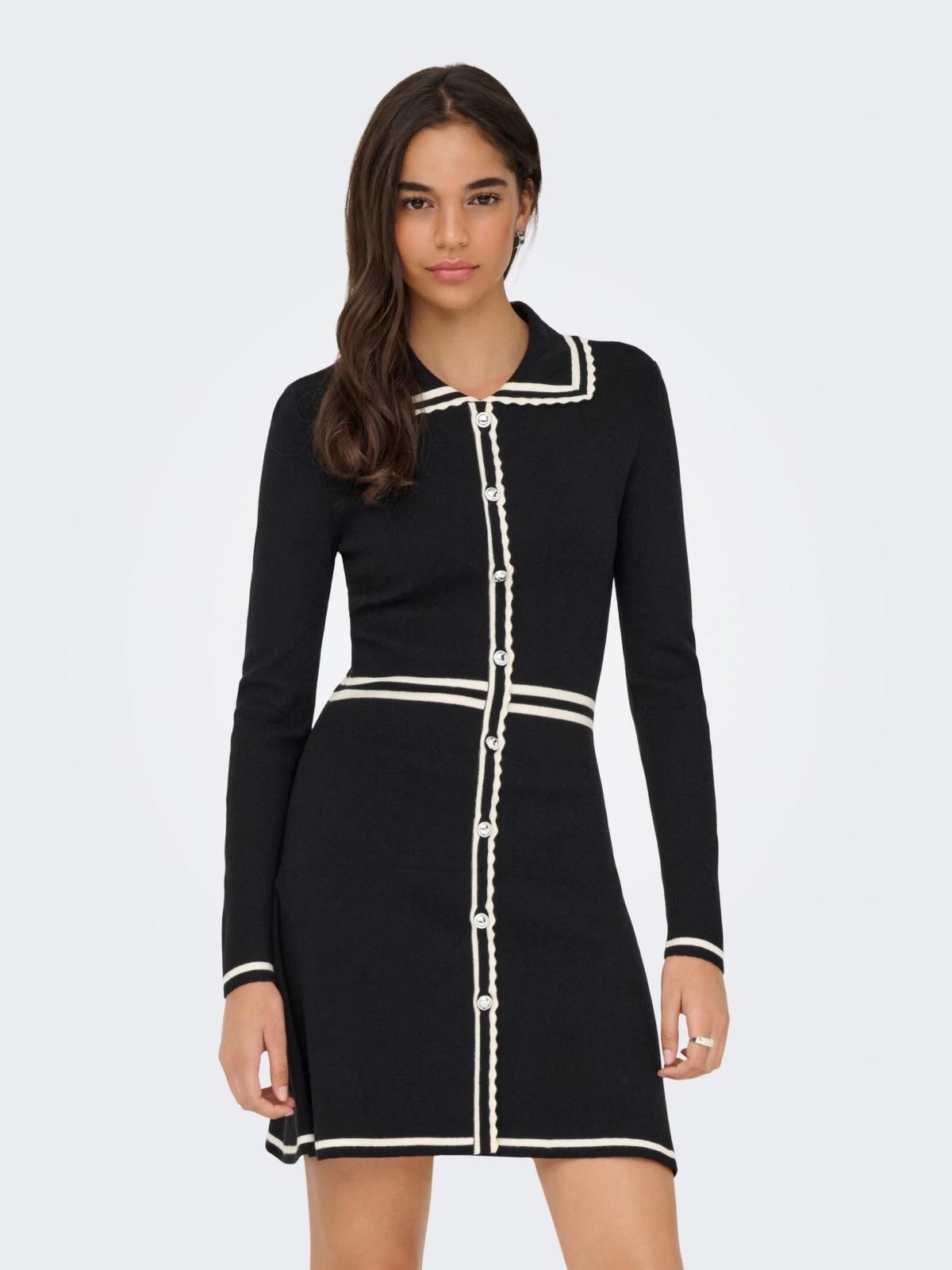 온리 테크니컬 니트 미니 원피스 15374454_2161_1272245 BLACK / BLACK - 상품 이미지