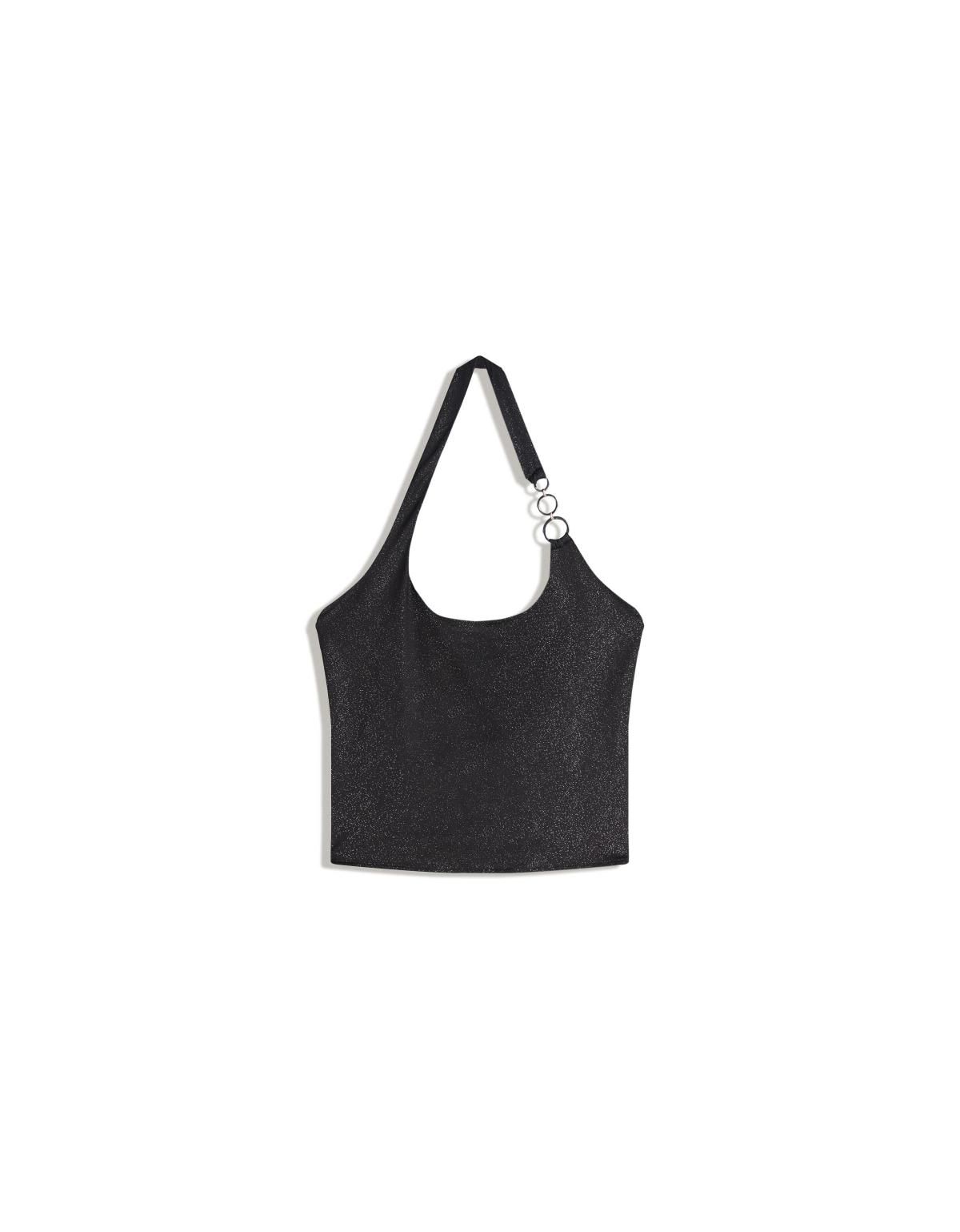 버쉬카 블랙 아일렛 홀터넥 크롭 탑 8790/360 BLACK - 상품 이미지