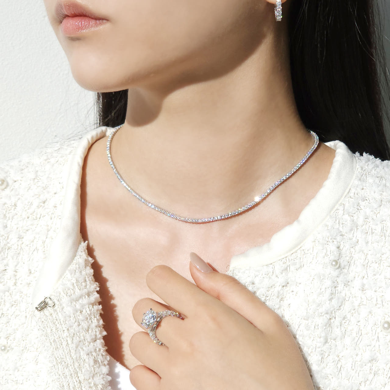 랩다이아 테니스목걸이 2mm 고퀄리티 랩다이아몬드14k 18k 이미지 8
