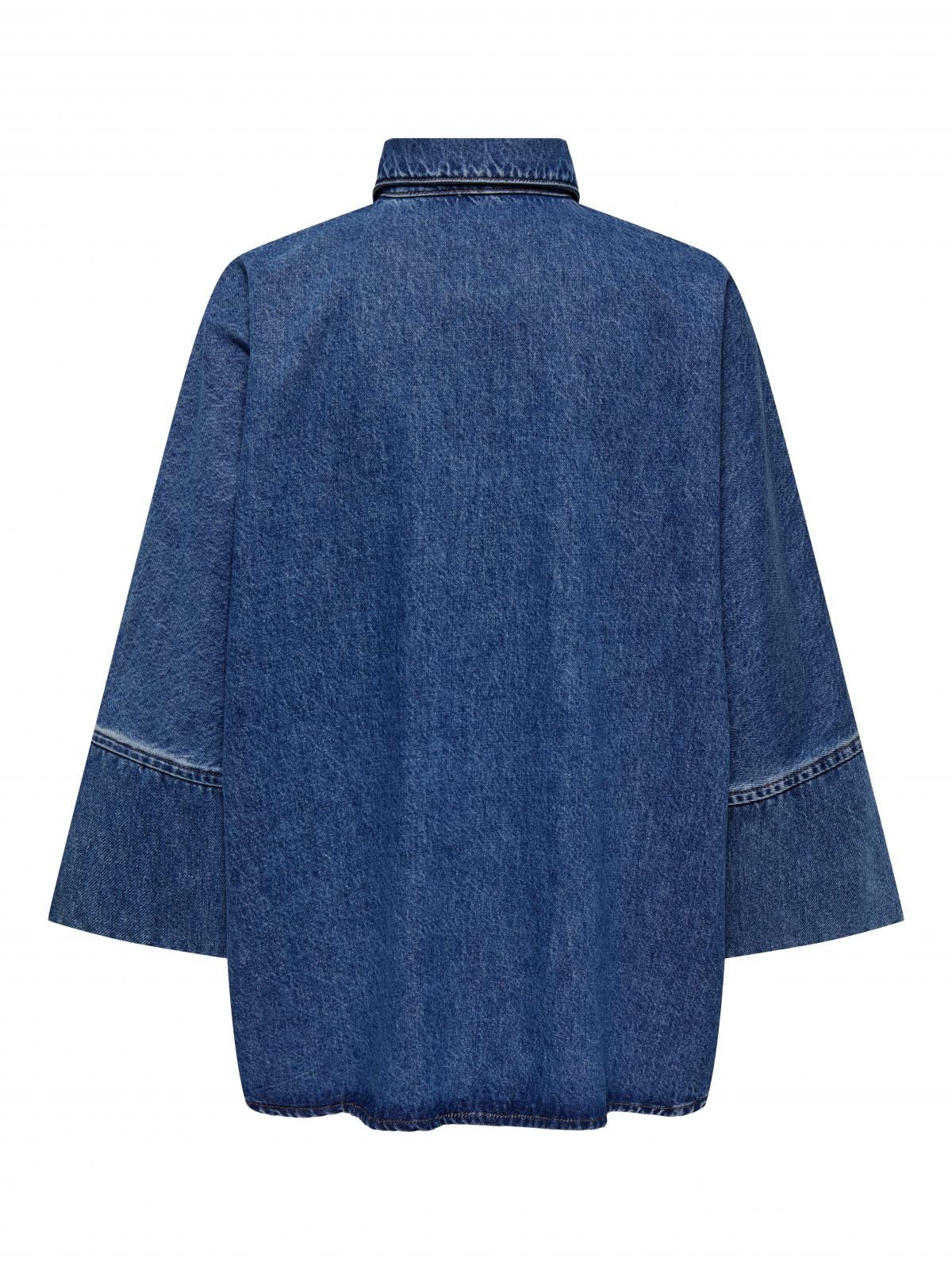 온리 오버사이즈 미드워시 데님 셔츠 15332126_2115 BLUE / MEDIUM BLUE DENIM - 상세 이미지 4