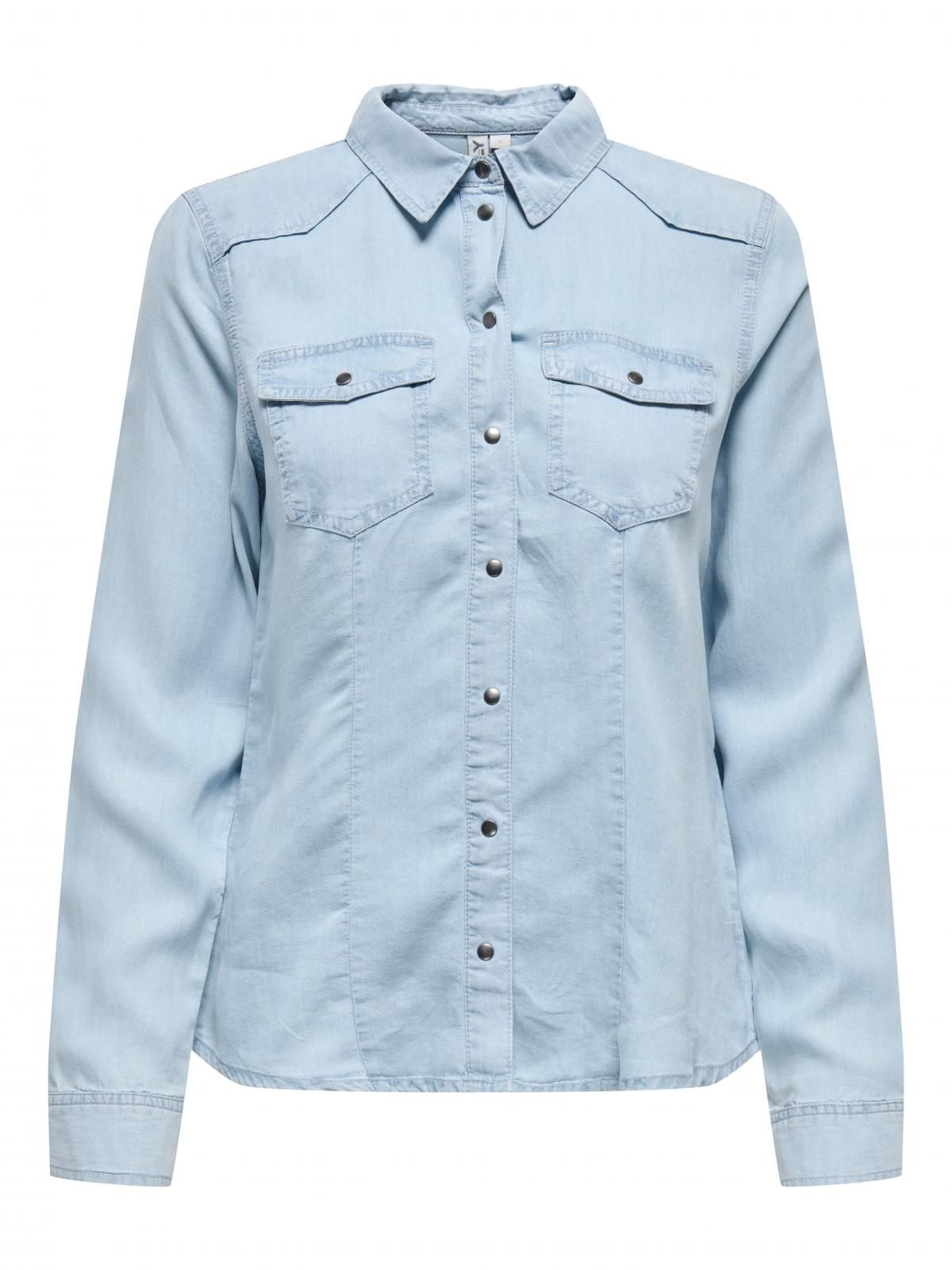 온리 오버사이즈 데님 셔츠 캐주얼 포켓 15357598_2116 BLUE / LIGHT BLUE DENIM - 상세 이미지 4