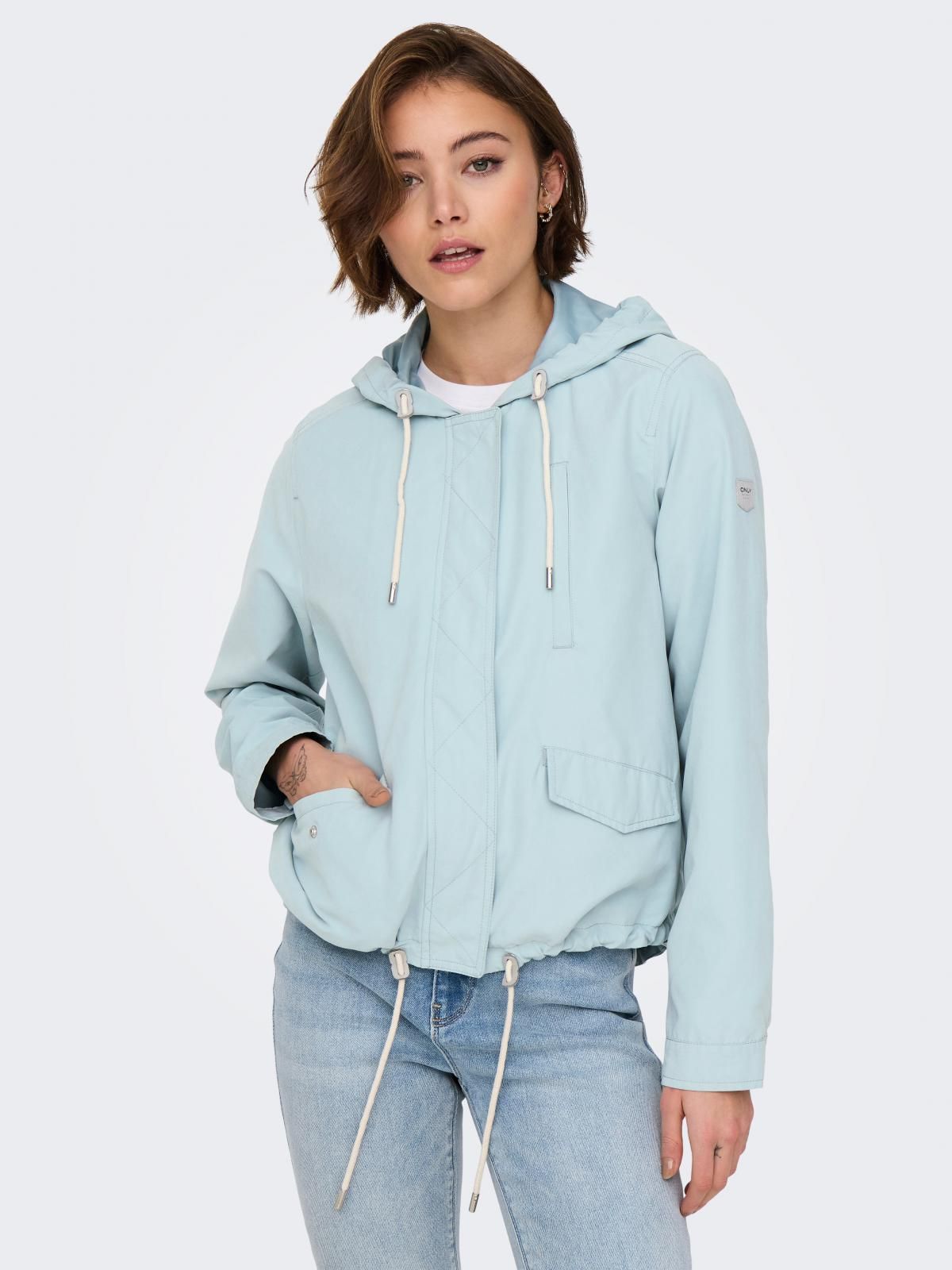 온리 테크니컬 라이트블루 후드 집업 재킷 15218613_1422 TURQUOISE / GRAY MIST 이미지 6