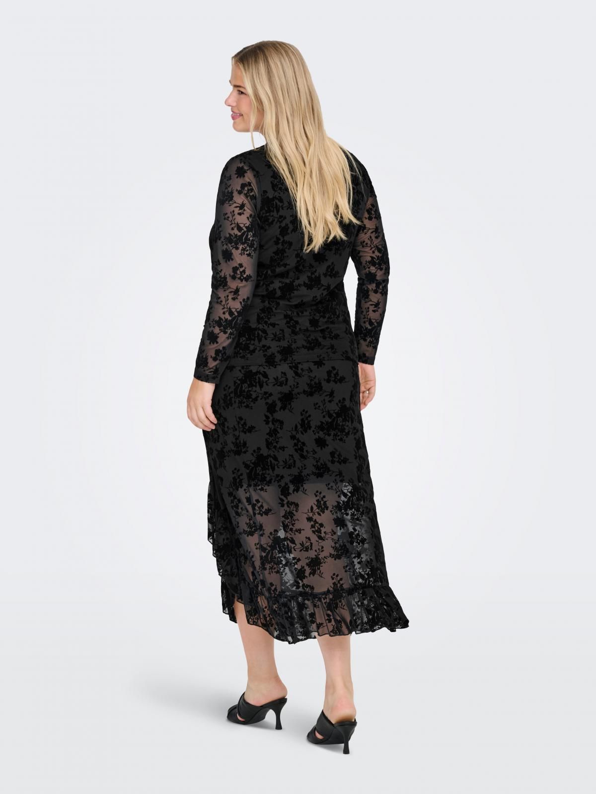 온리 시스루 메쉬 자카드 미디 스커트 15363797_2161 BLACK / BLACK - 상세 이미지 2