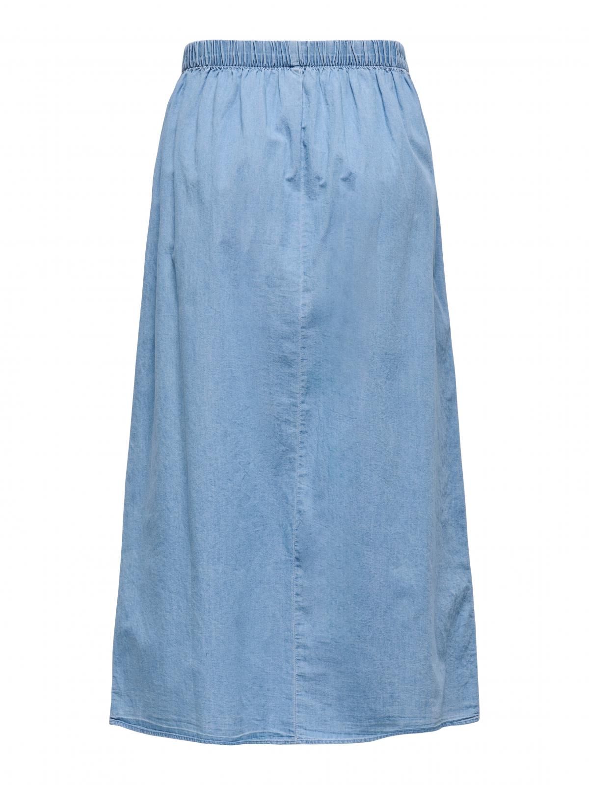 온리 데님 롱스커트 버튼업 밴딩 15348894_2116 BLUE / LIGHT BLUE DENIM - 상세 이미지 4