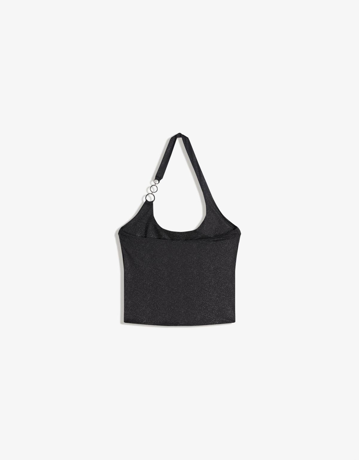 버쉬카 블랙 아일렛 홀터넥 크롭 탑 8790/360 BLACK - 상세 이미지 3