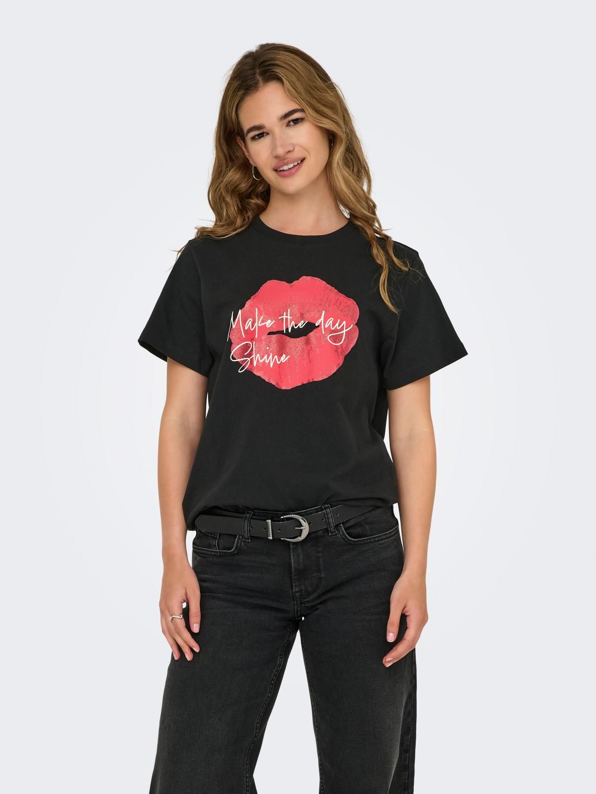 제이디와이 그래픽 프린트 레터링 반팔 티셔츠 15348400_2161_1200229 BLACK / BLACK - 상품 이미지