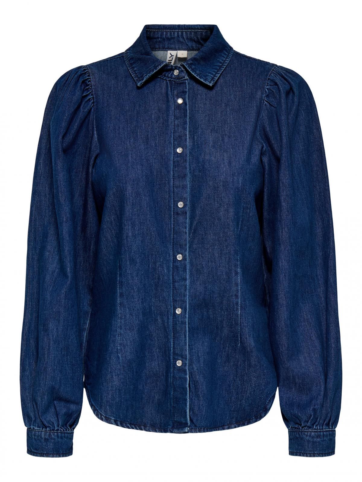 온리 트렌디 벌룬 슬리브 데님 셔츠 15360574_2114_1228315 BLUE / DARK BLUE DENIM - 상세 이미지 4