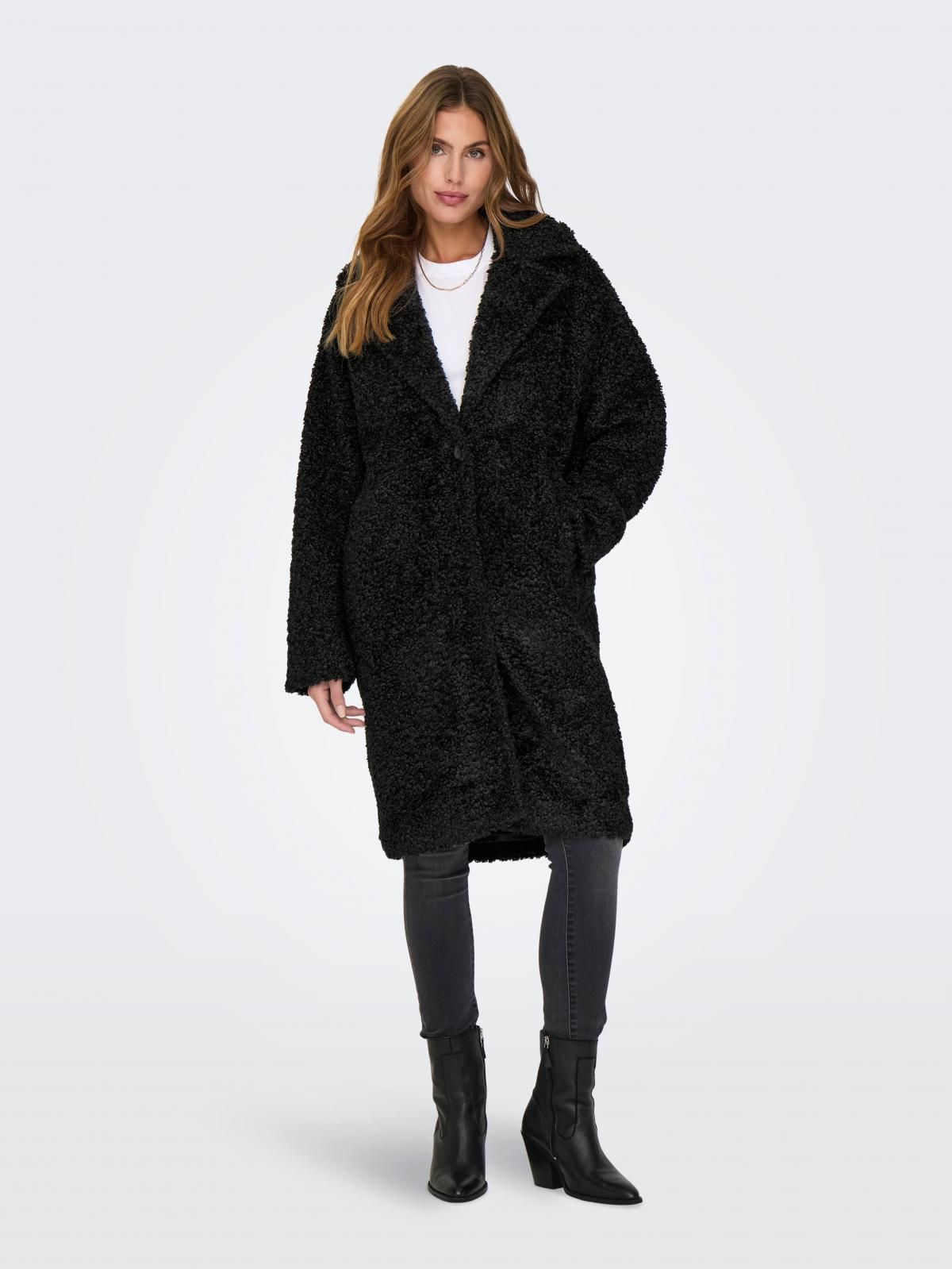 온리 테디디테일 롱코트 15322420_2161 BLACK / BLACK - 상세 이미지 5