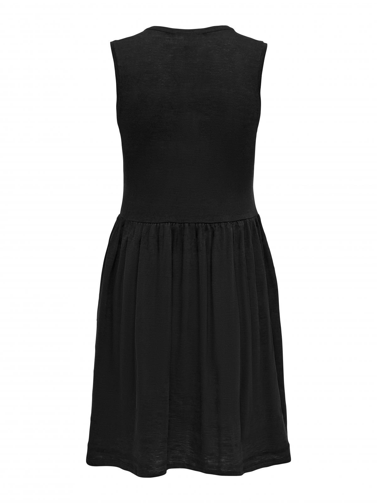 온리 슬리브리스 라운드넥 미니 원피스 15348022_2161 BLACK / BLACK - 상세 이미지 4