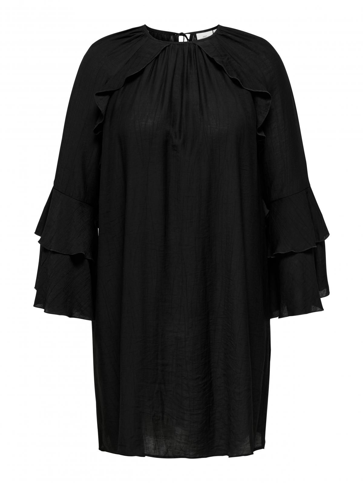 온리 빅사이즈 프릴 쉬폰 미니 원피스 블랙 15377749_2161 BLACK / BLACK - 상세 이미지 3