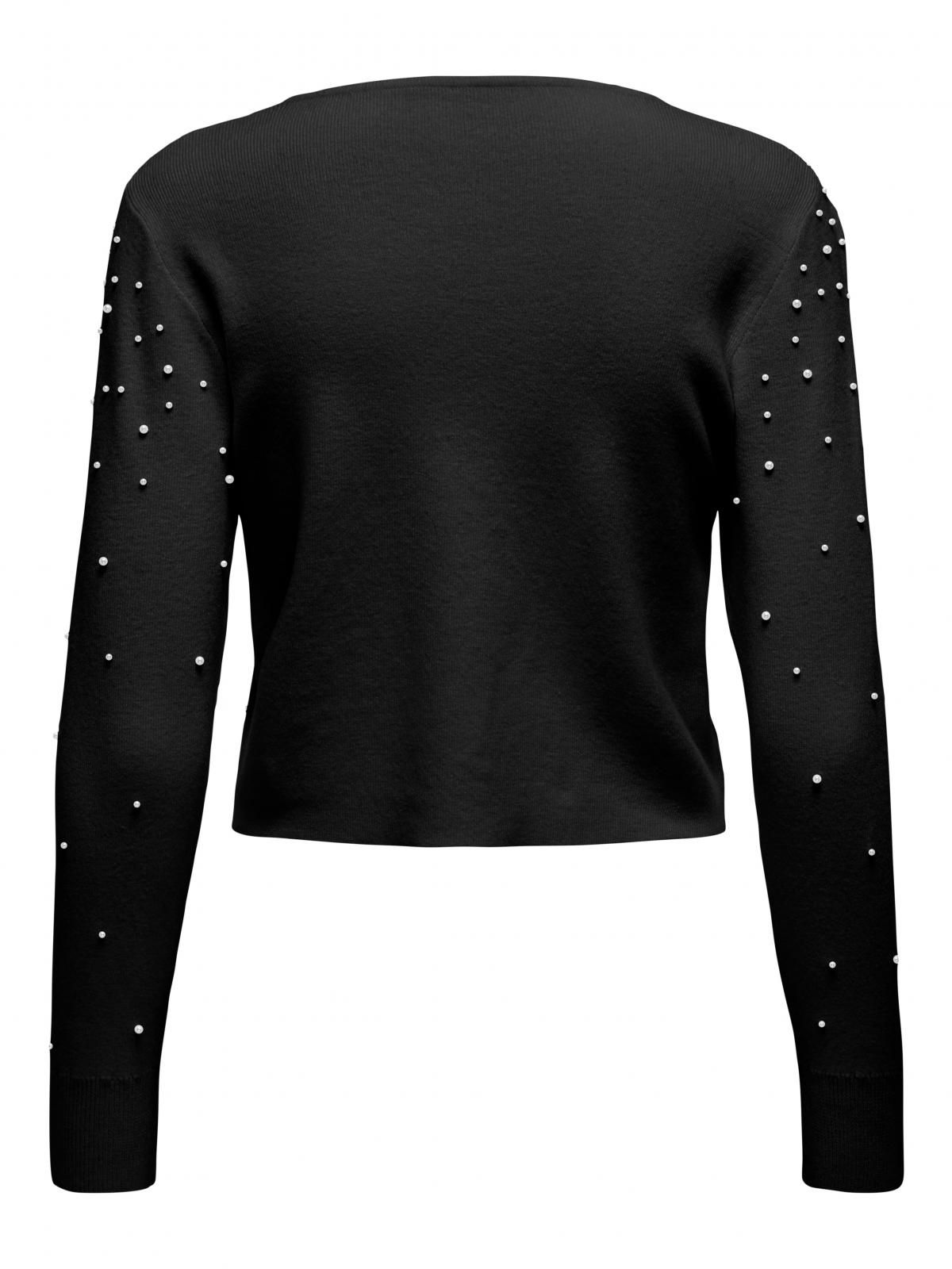 온리 진주장식 라운드넥 긴팔 니트 탑 15346656_2161_1181542 BLACK / BLACK - 상세 이미지 4