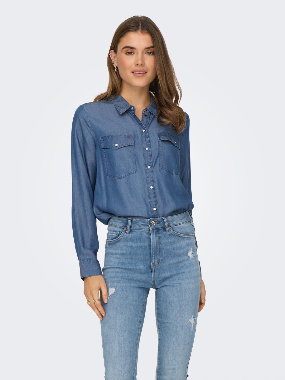 제이디와이 테크니컬 데님 긴팔 셔츠 15317274_2115 BLUE / MEDIUM BLUE DENIM - 상품 이미지