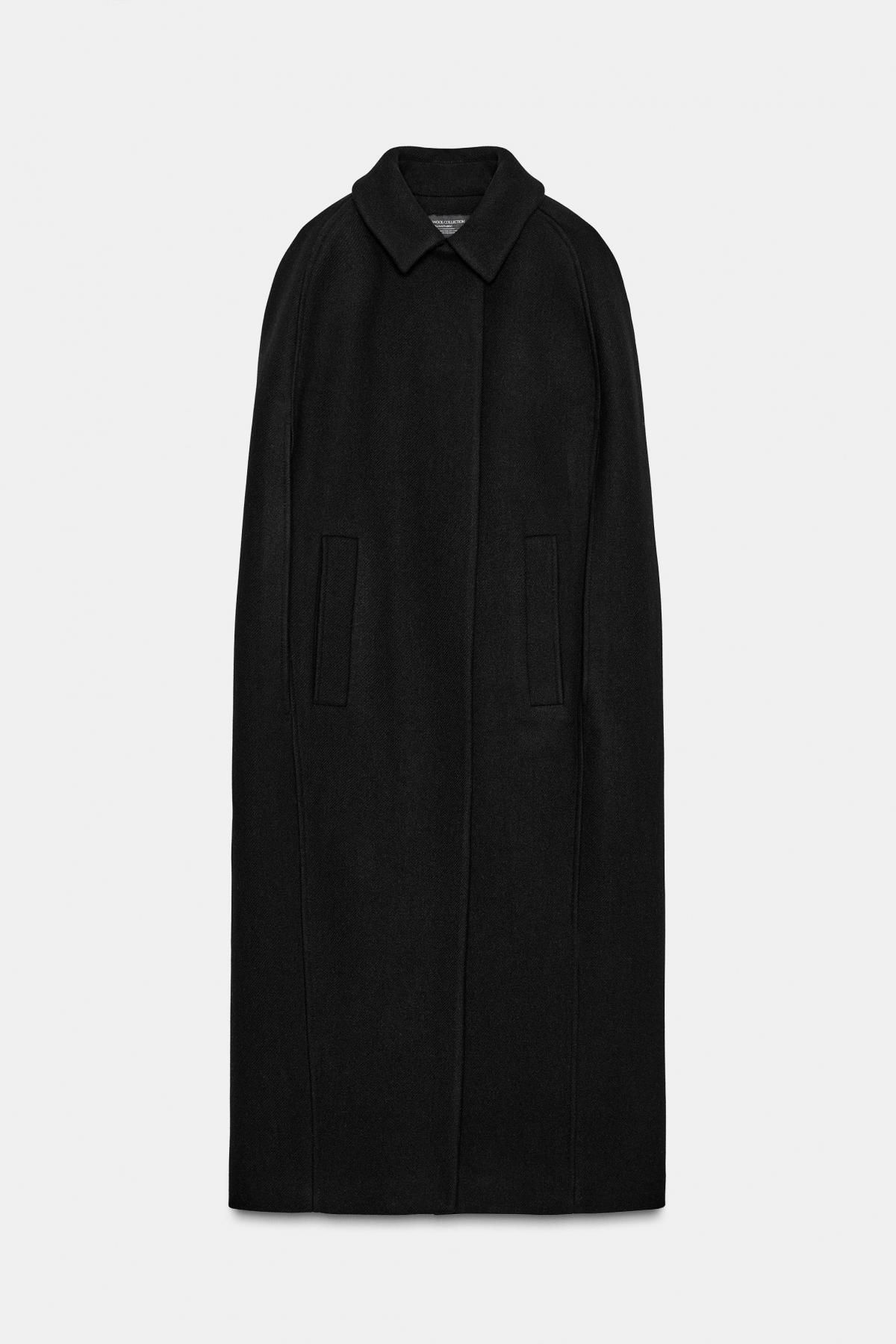 자라 한정판 울블렌드 케이프 롱코트 블랙 7179/246 BLACK - 상품 이미지